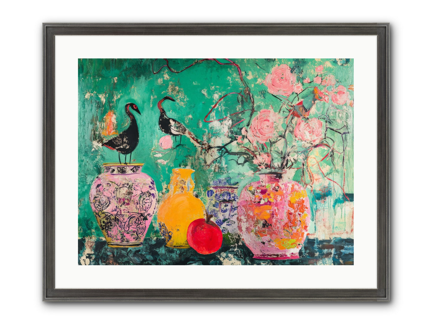 Bird Song Still Framed Print - Slimwoods Black/Silver 24x18