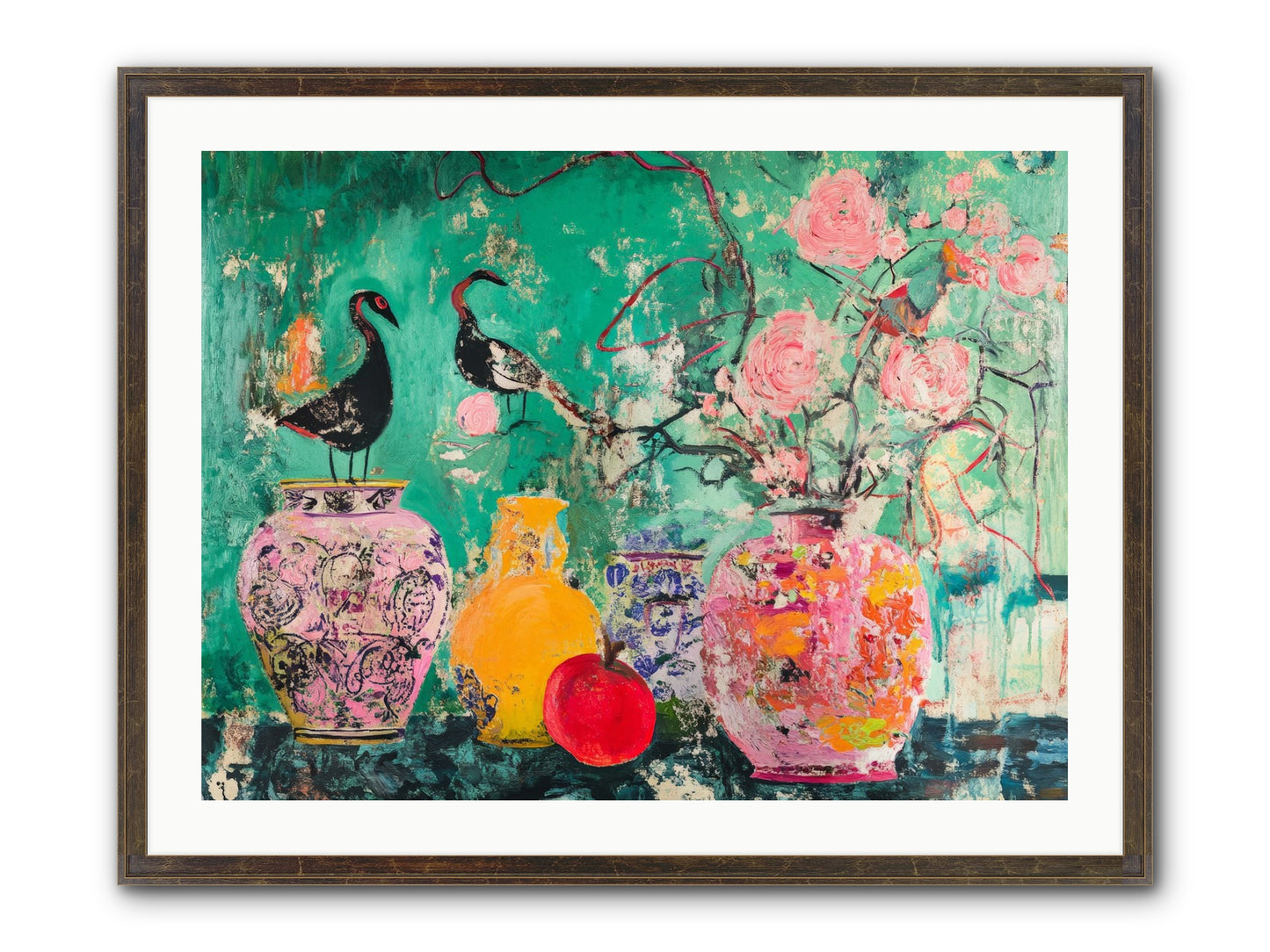 Bird Song Still Framed Print - Slimwoods Black/Gold 32x24