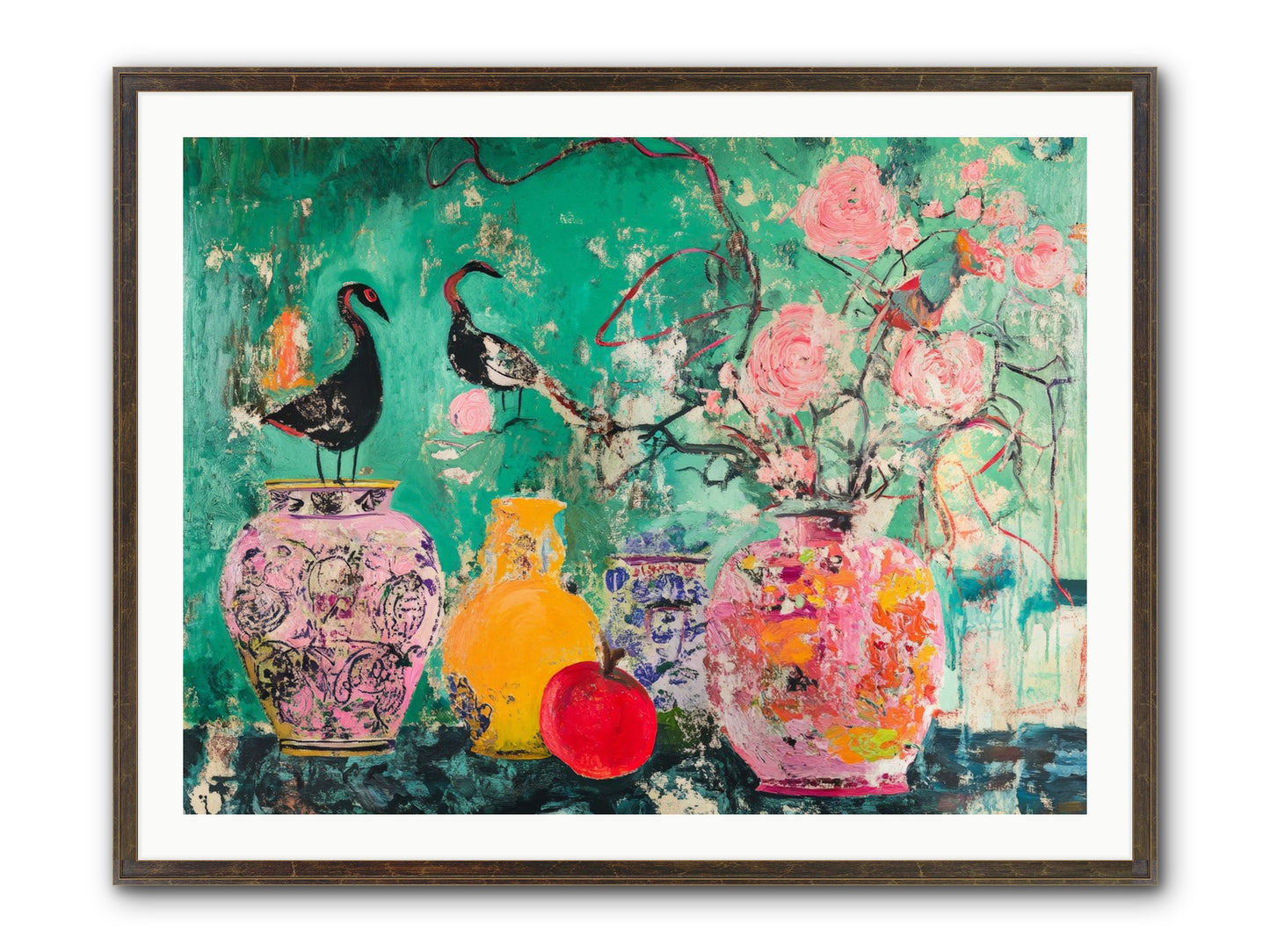 Bird Song Still Framed Print - Slimwoods Black/Gold 40x30