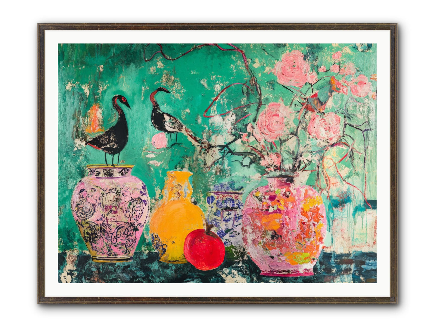 Bird Song Still Framed Print - Slimwoods Black/Gold 48x36