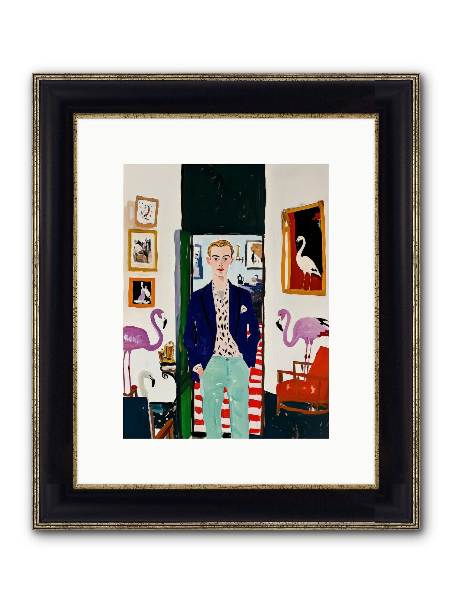 Birdsong Alley Framed Print - Black & Gold 9x12