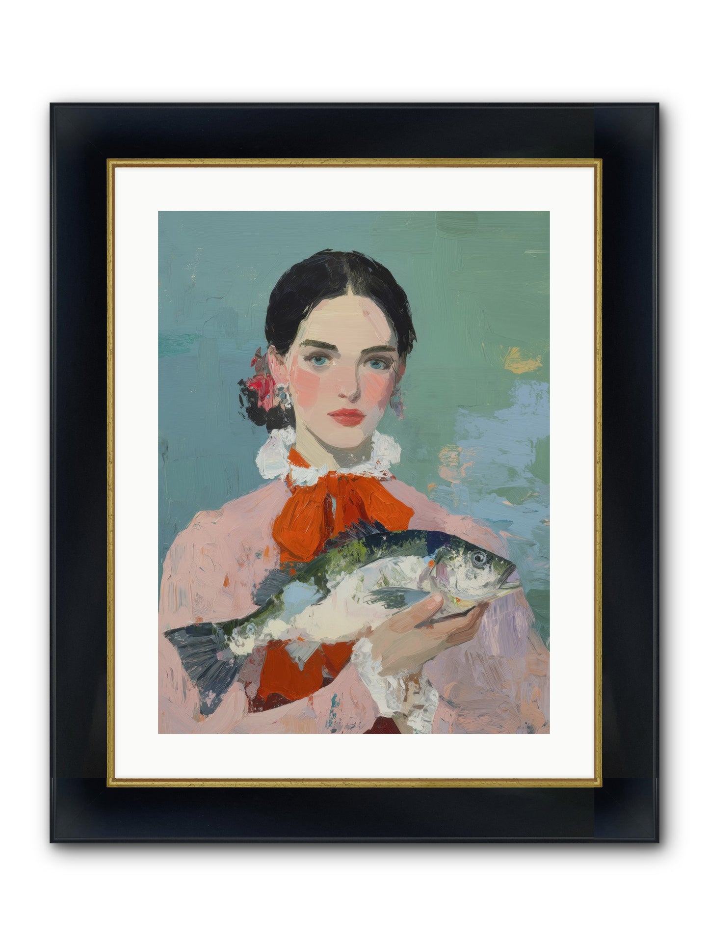 Bistro Goddess Framed Print - Wide Black w/Gold 18x24