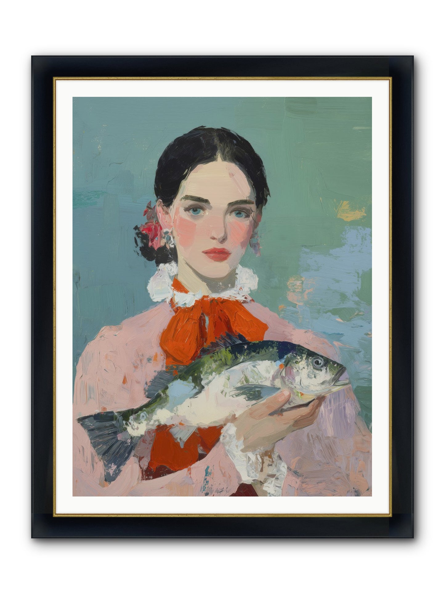 Bistro Goddess Framed Print - Wide Black w/Gold 36x48