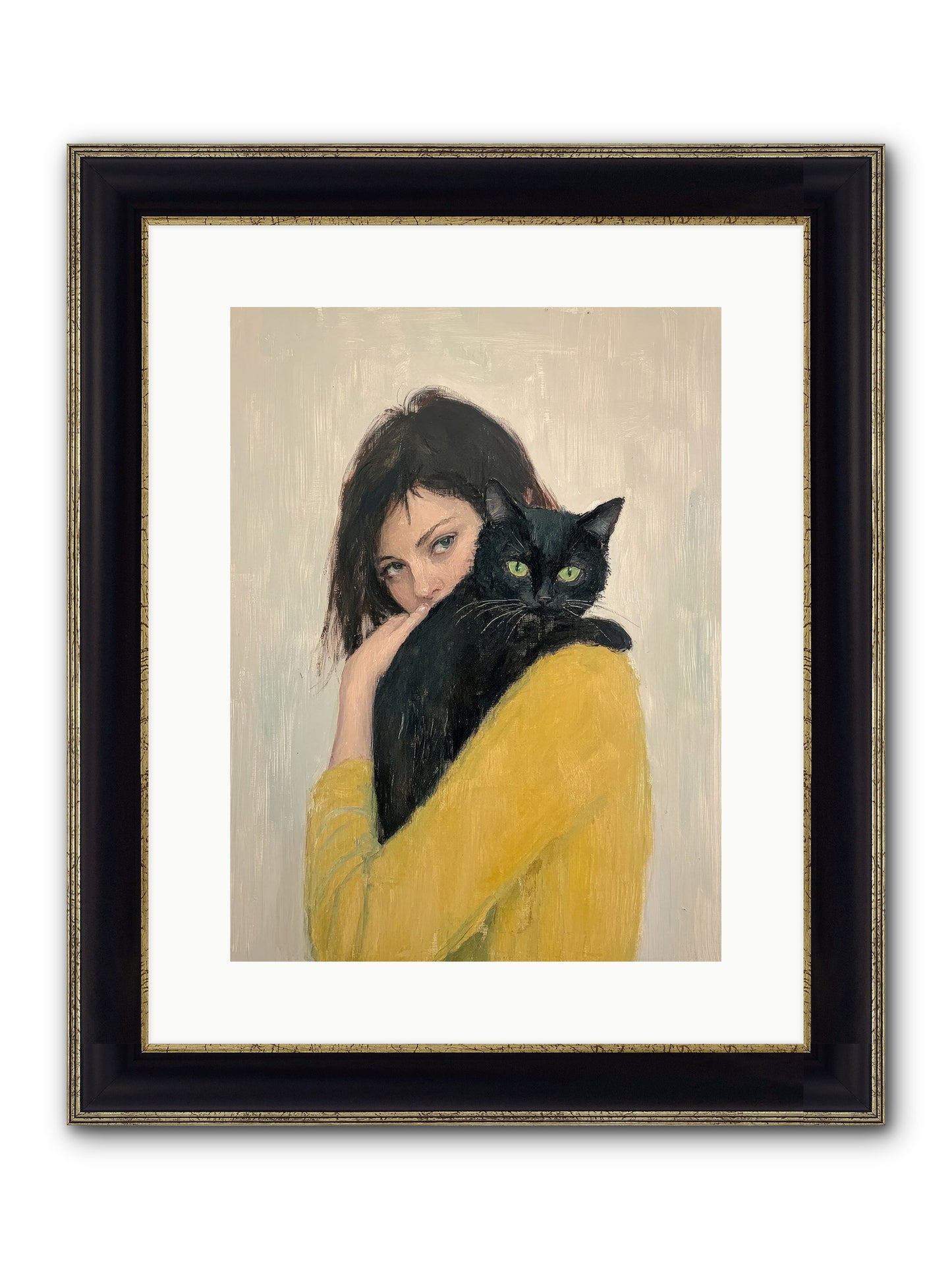 Blackbird Framed Print - Black & Gold 12x16