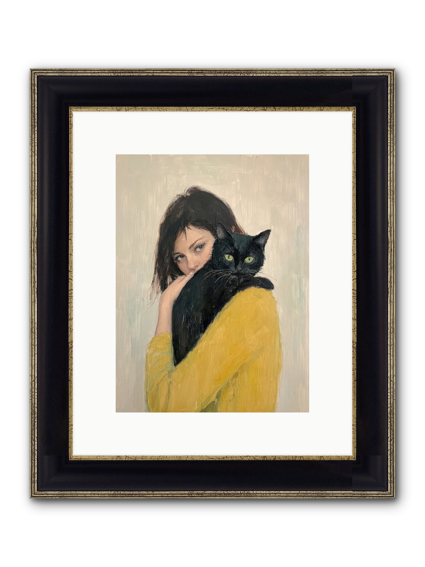 Blackbird Framed Print - Black & Gold 9x12