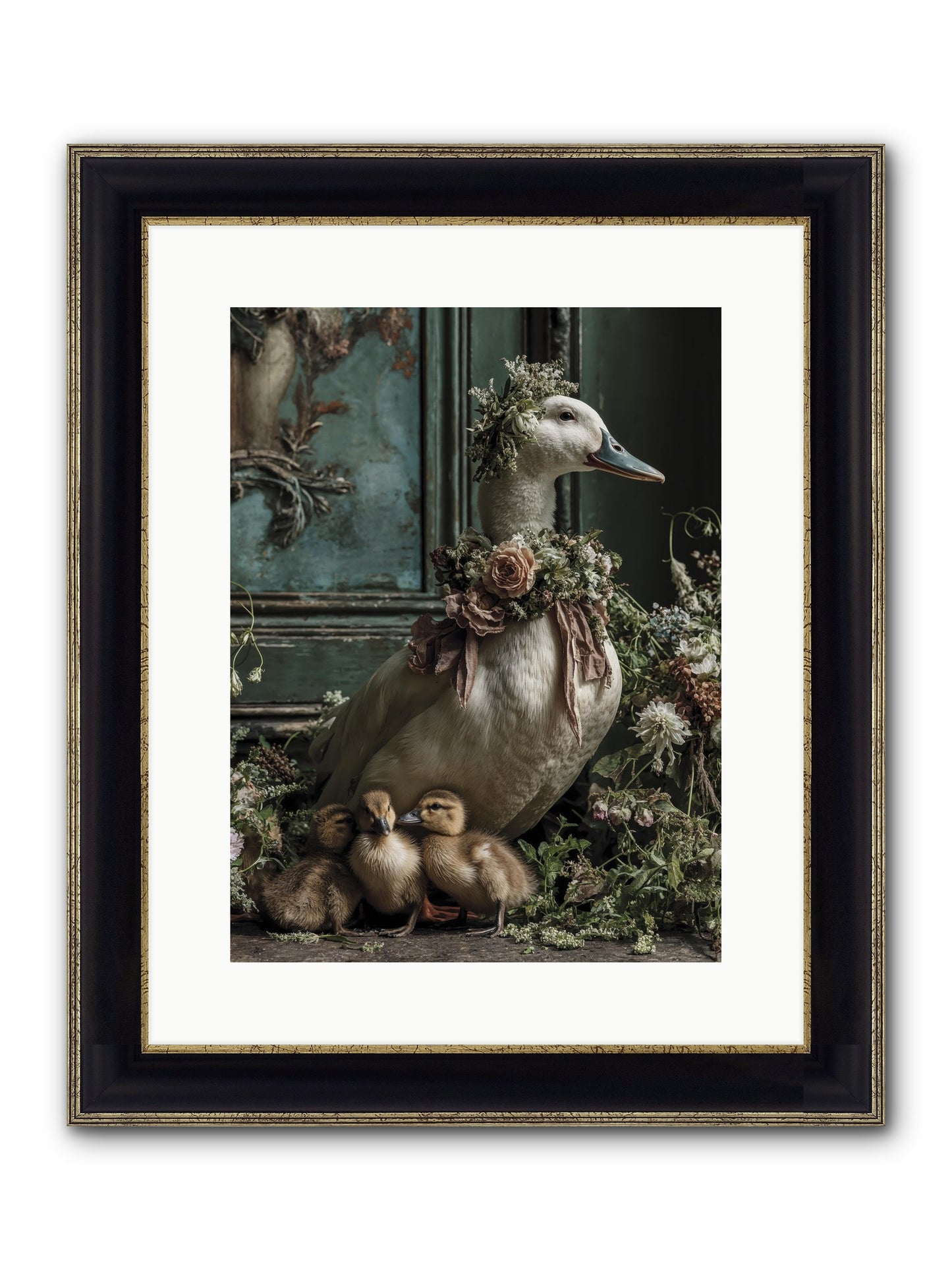 Blanche Framed Print - Black & Gold 12x16