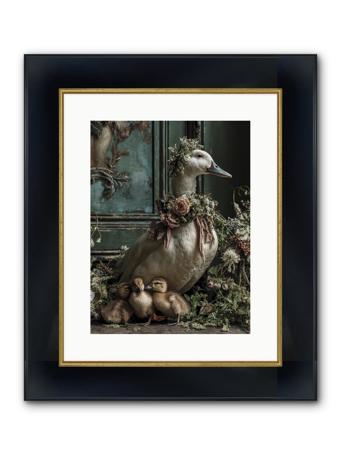 Blanche Framed Print - Wide Black w/Gold 12x16