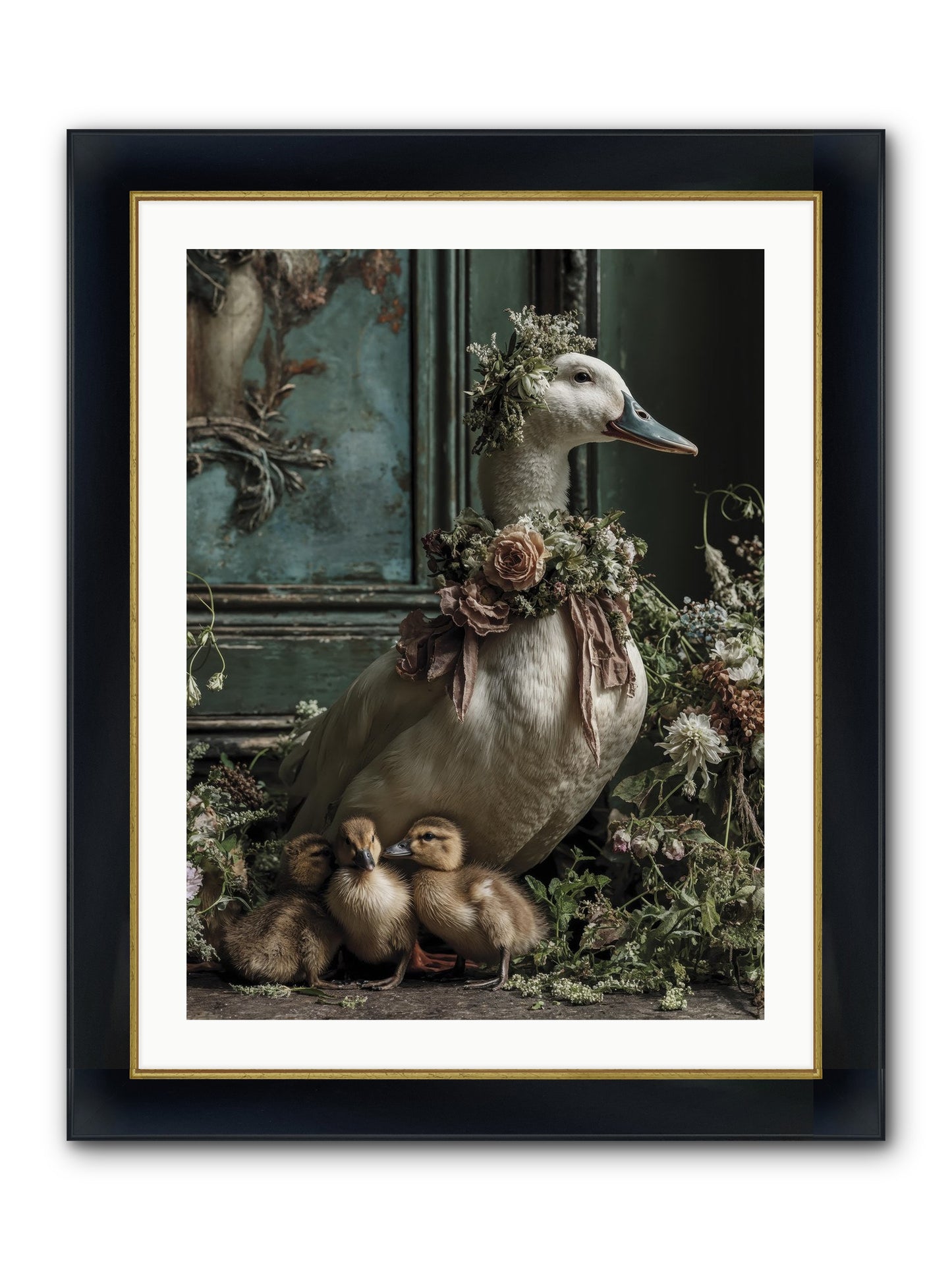 Blanche Framed Print - Wide Black w/Gold 24x32