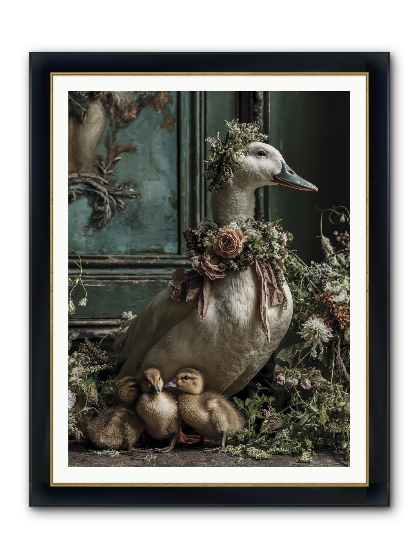 Blanche Framed Print - Wide Black w/Gold 36x48