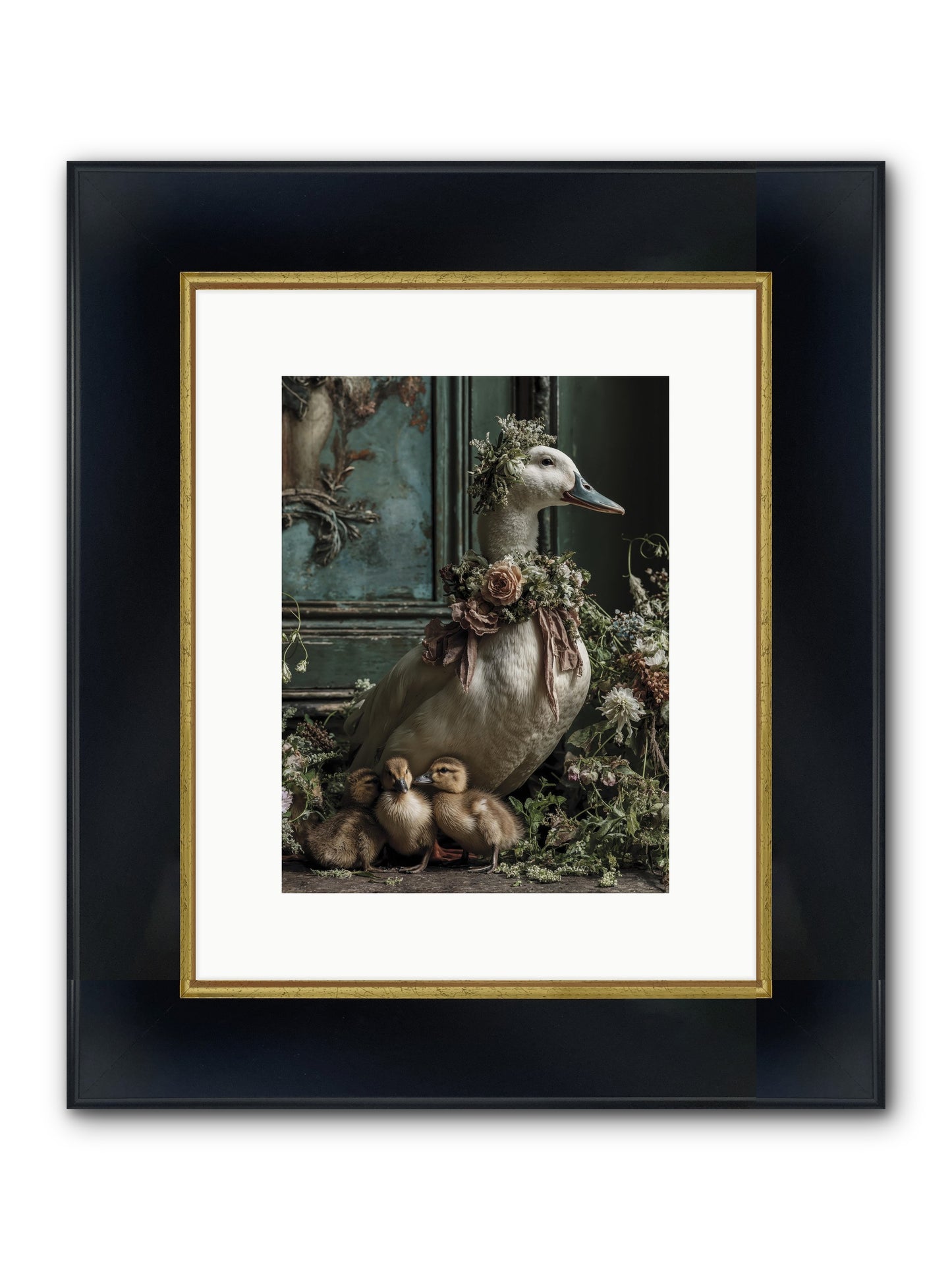 Blanche Framed Print - Wide Black w/Gold 9x12