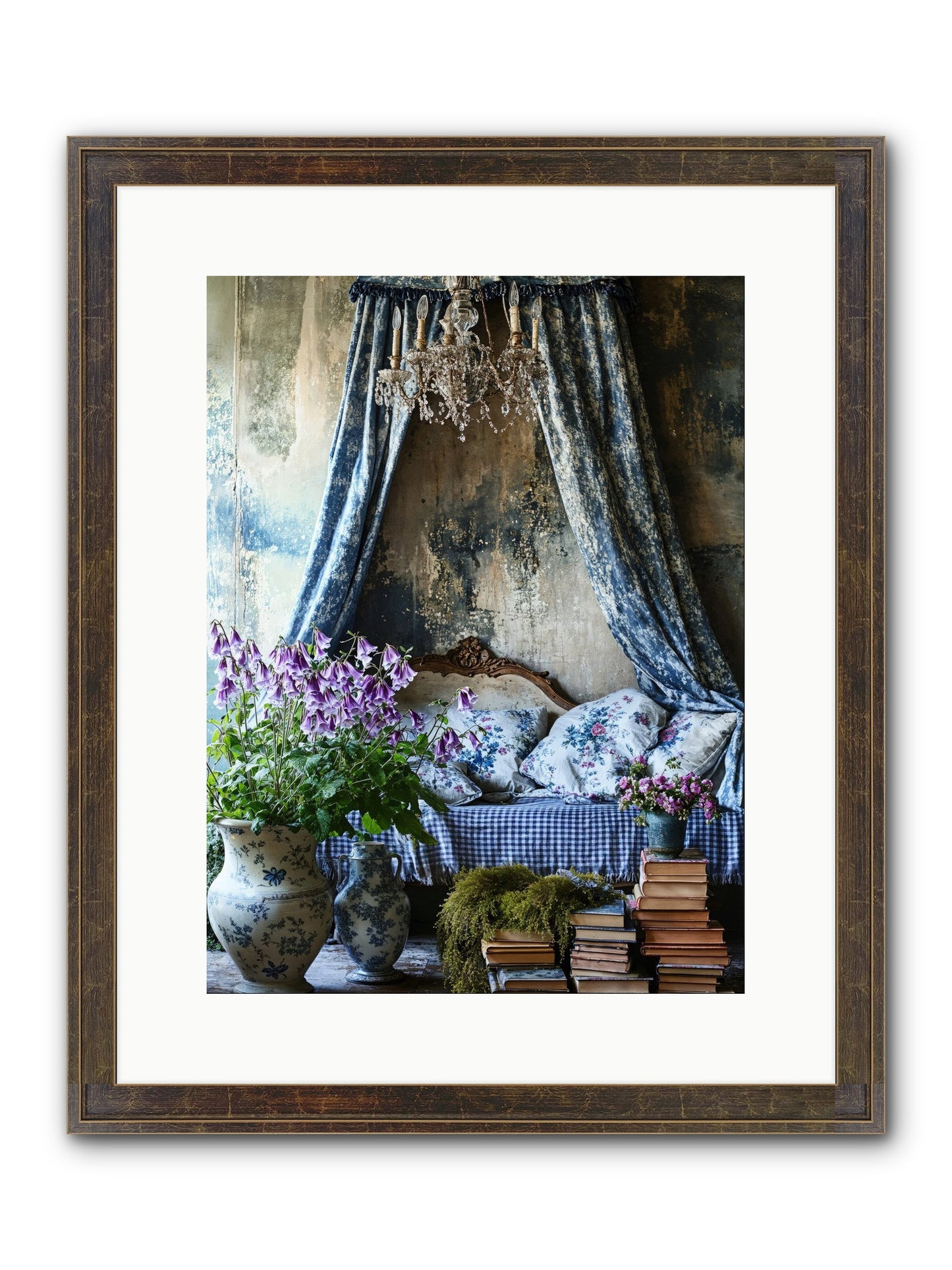 Bleu Bastide Framed Print - Slimwoods Black/Gold 12x16