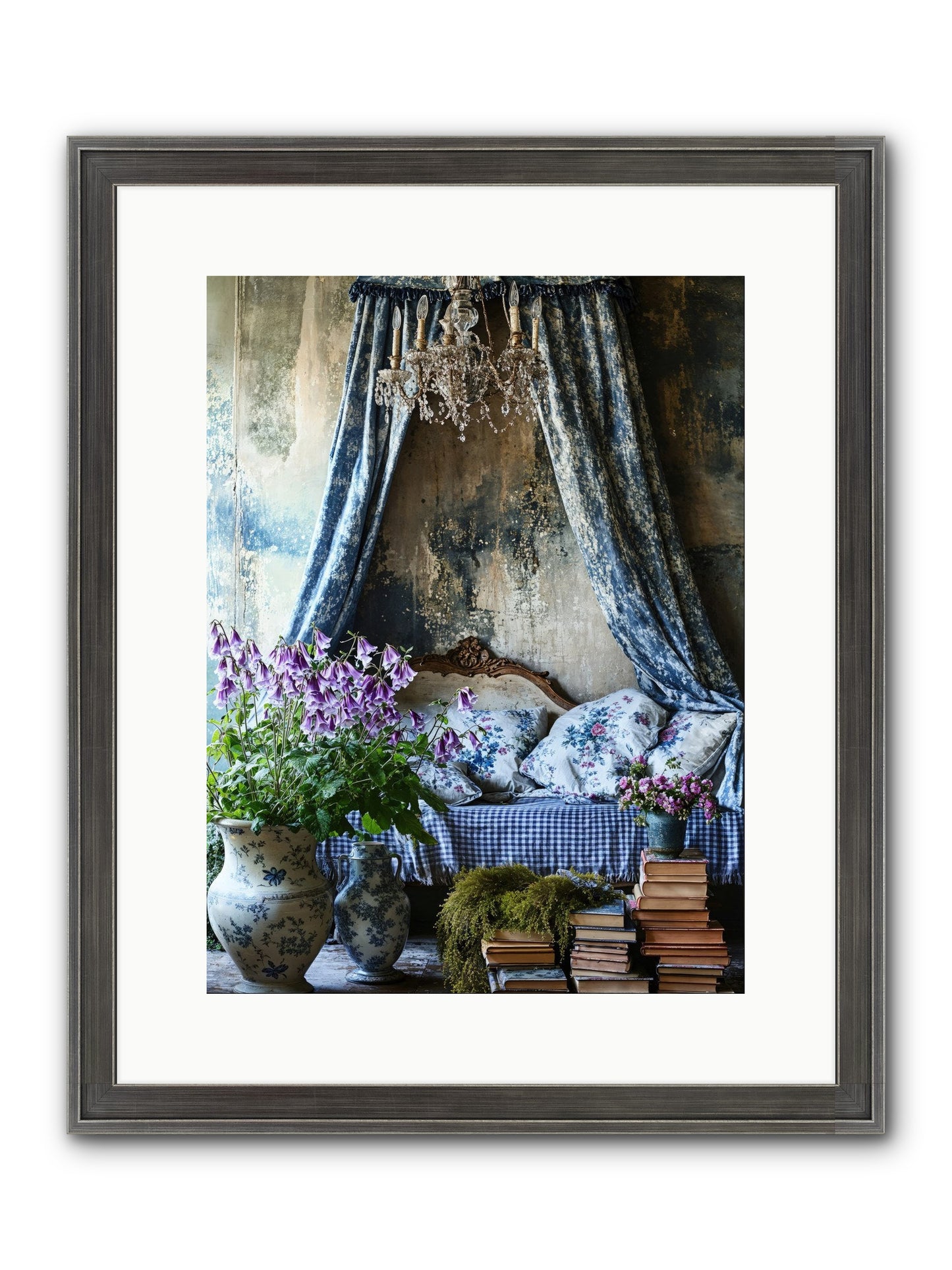 Bleu Bastide Framed Print - Slimwoods Black/Silver 12x16