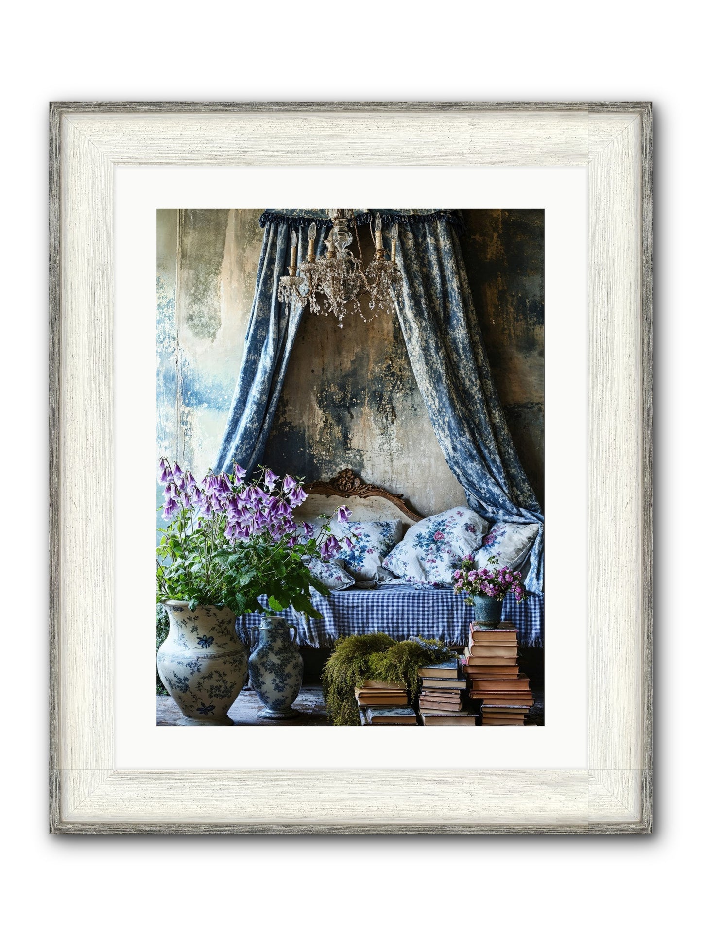Bleu Bastide Framed Print - Driftwood White 18x24