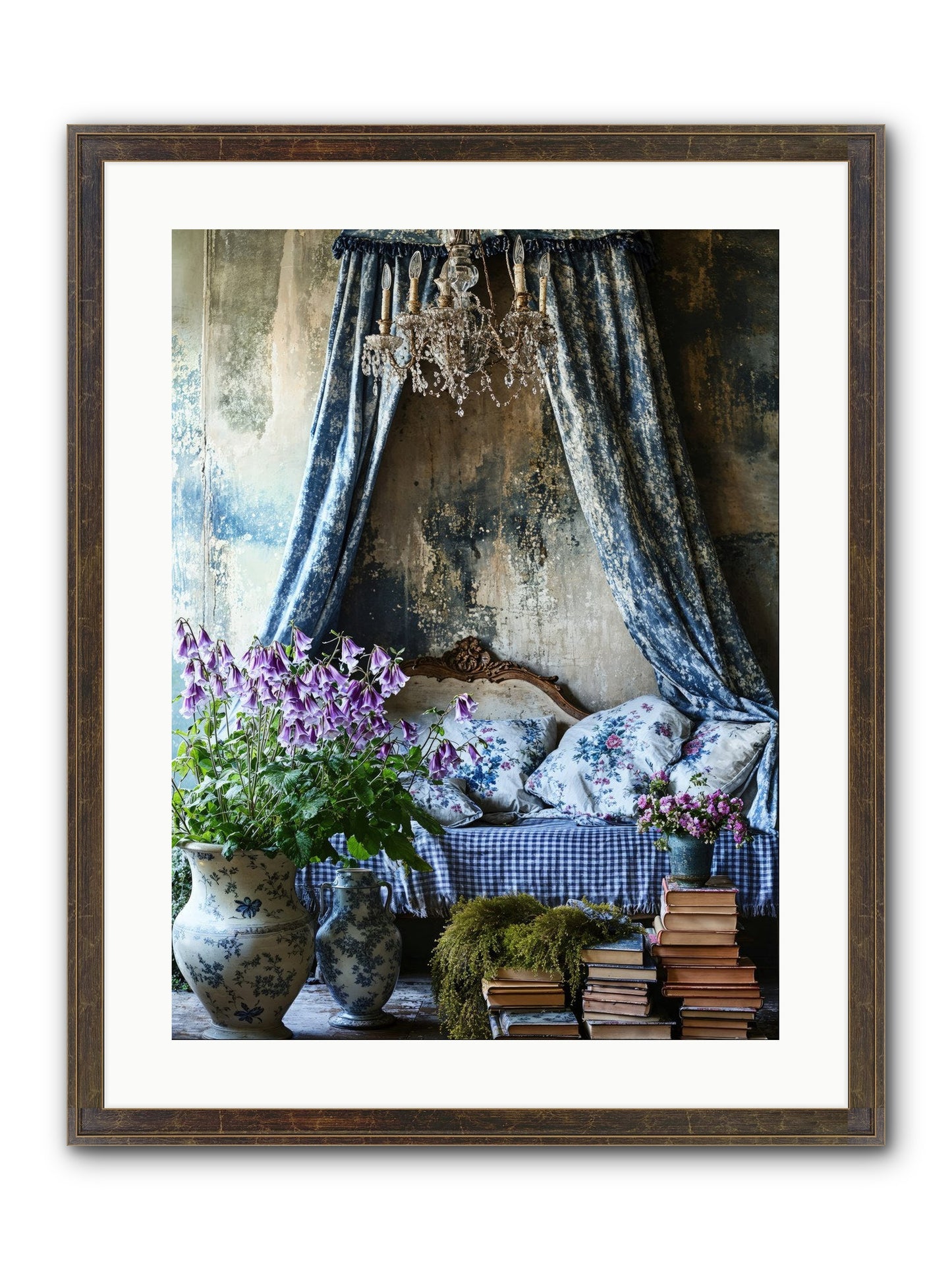 Bleu Bastide Framed Print - Slimwoods Black/Gold 18x24