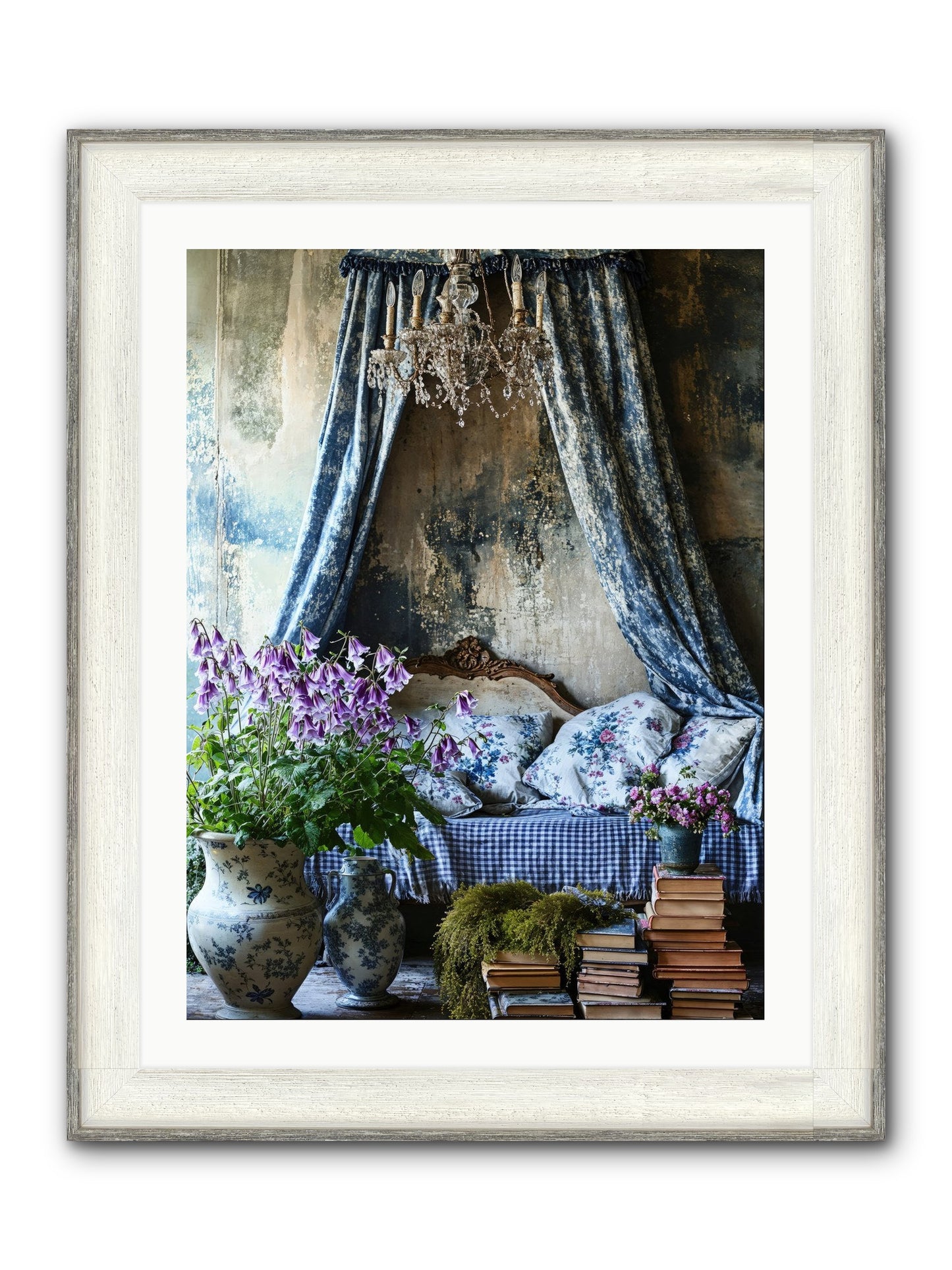Bleu Bastide Framed Print - Driftwood White 24x32