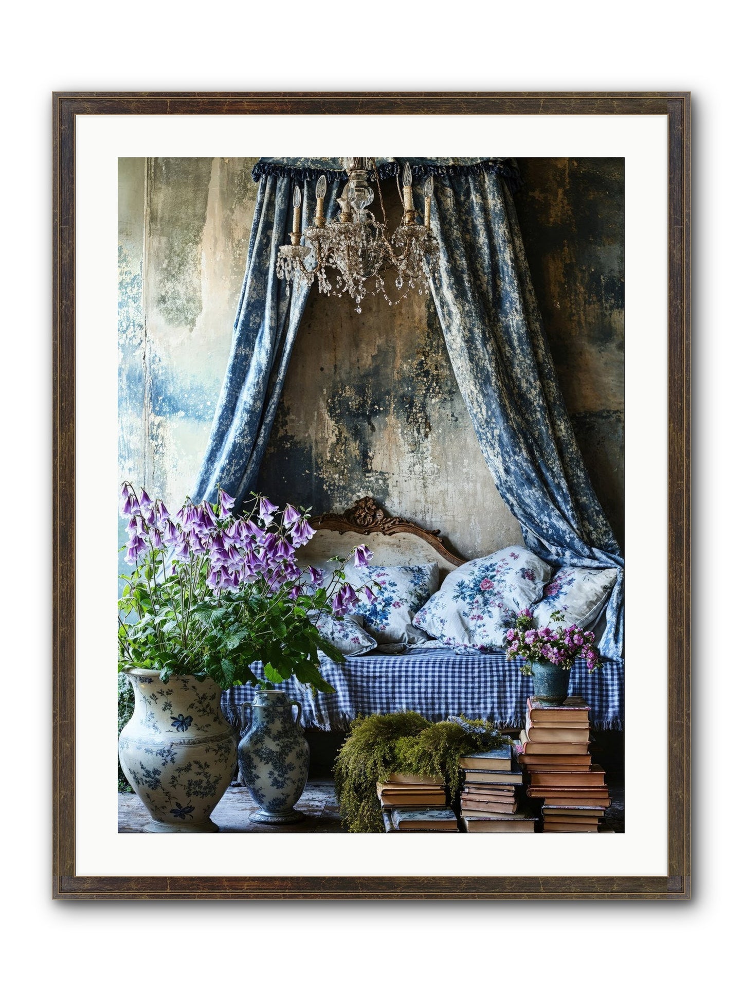 Bleu Bastide Framed Print - Slimwoods Black/Gold 24x32