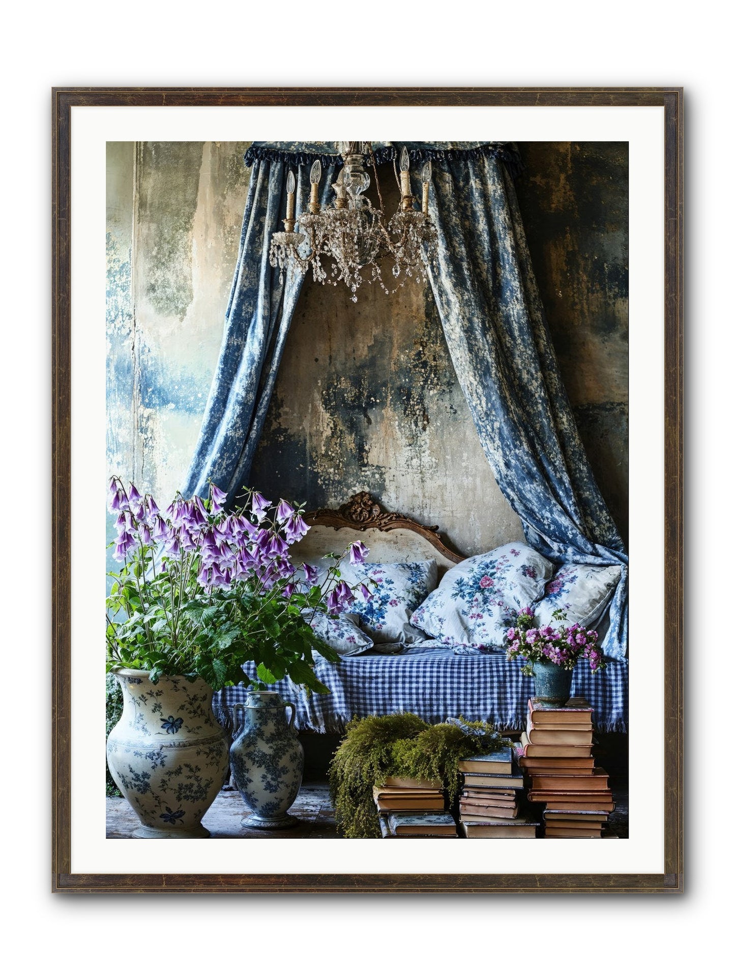 Bleu Bastide Framed Print - Slimwoods Black/Gold 30x40