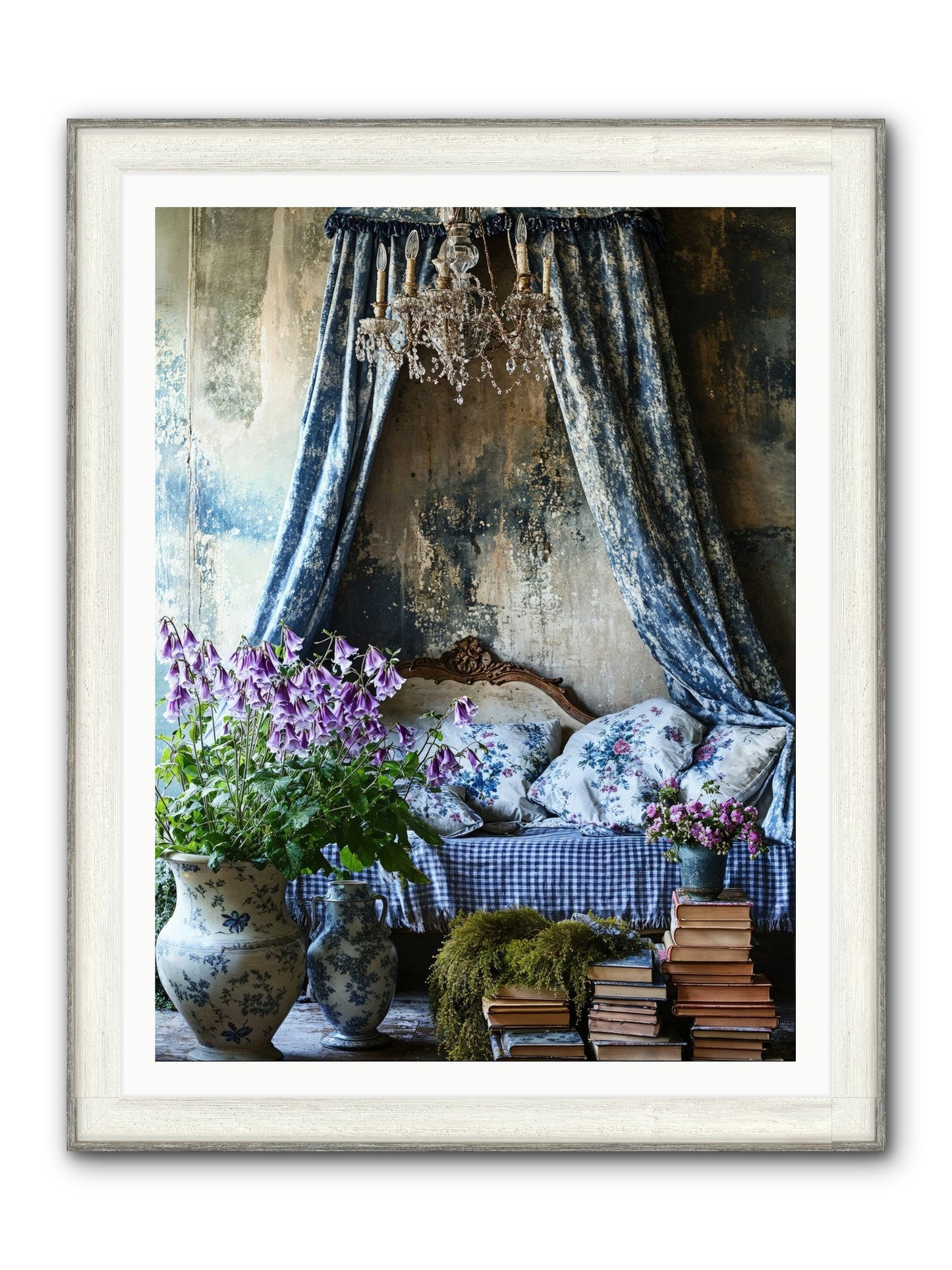 Bleu Bastide Framed Print - Driftwood White 36x48