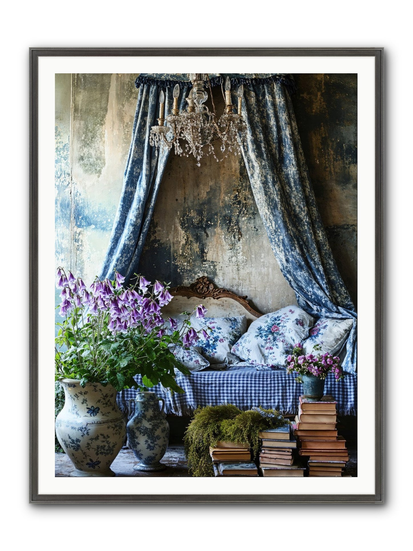 Bleu Bastide Framed Print - Slimwoods Black/Silver 36x48