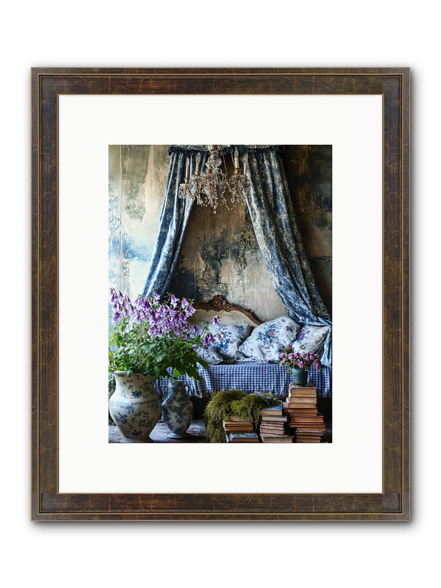 Bleu Bastide Framed Print - Slimwoods Black/Gold 9x12