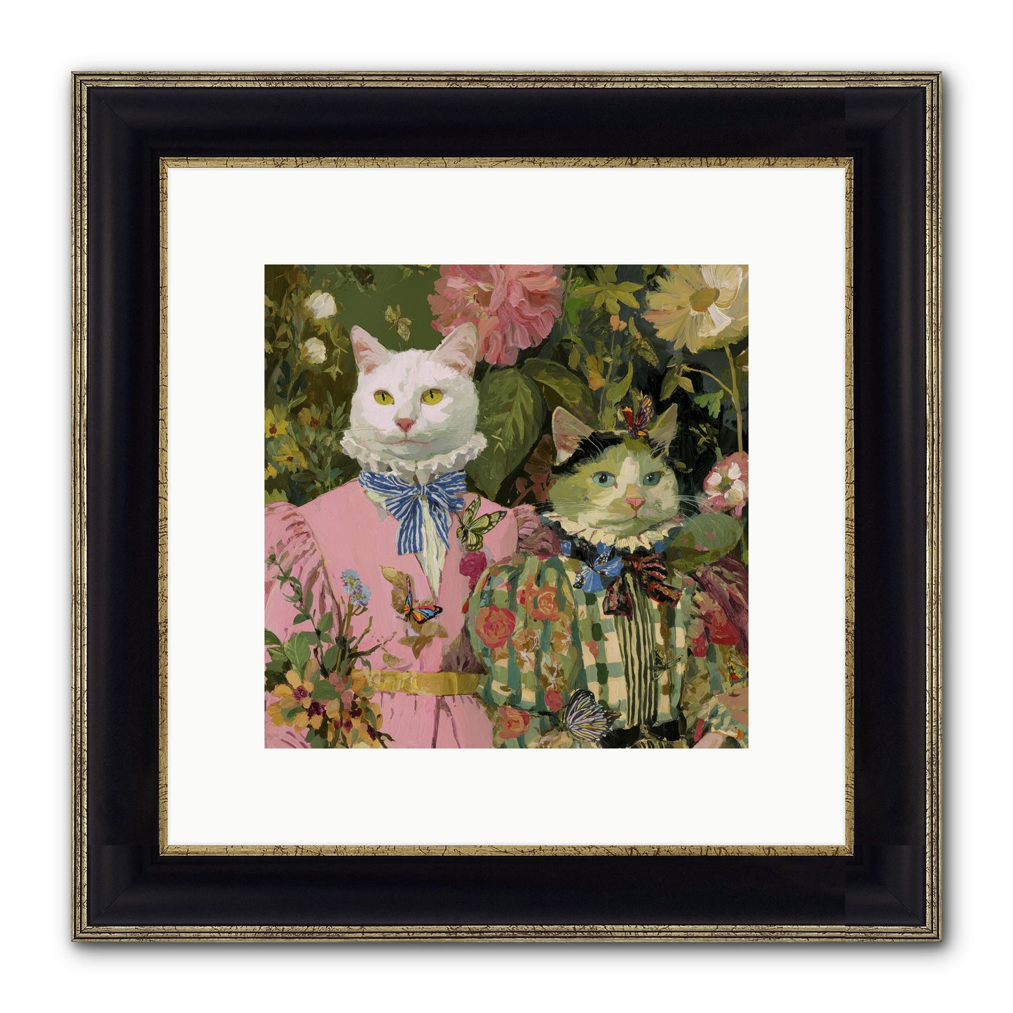 Bloom Fade Framed Print - Black & Gold 10x10