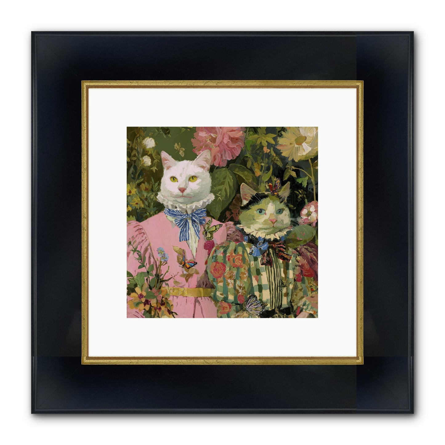 Bloom Fade Framed Print - Wide Black w/Gold 10x10