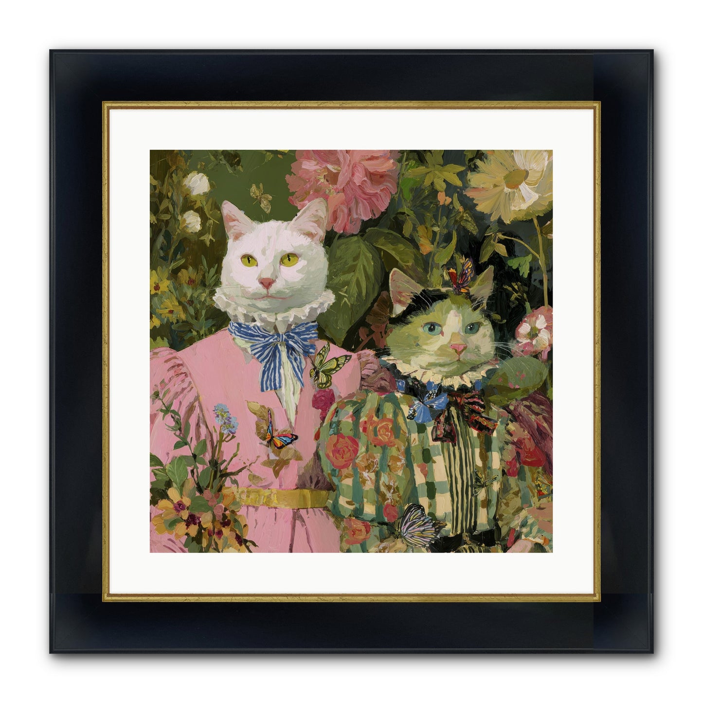 Bloom Fade Framed Print - Wide Black w/Gold 20x20