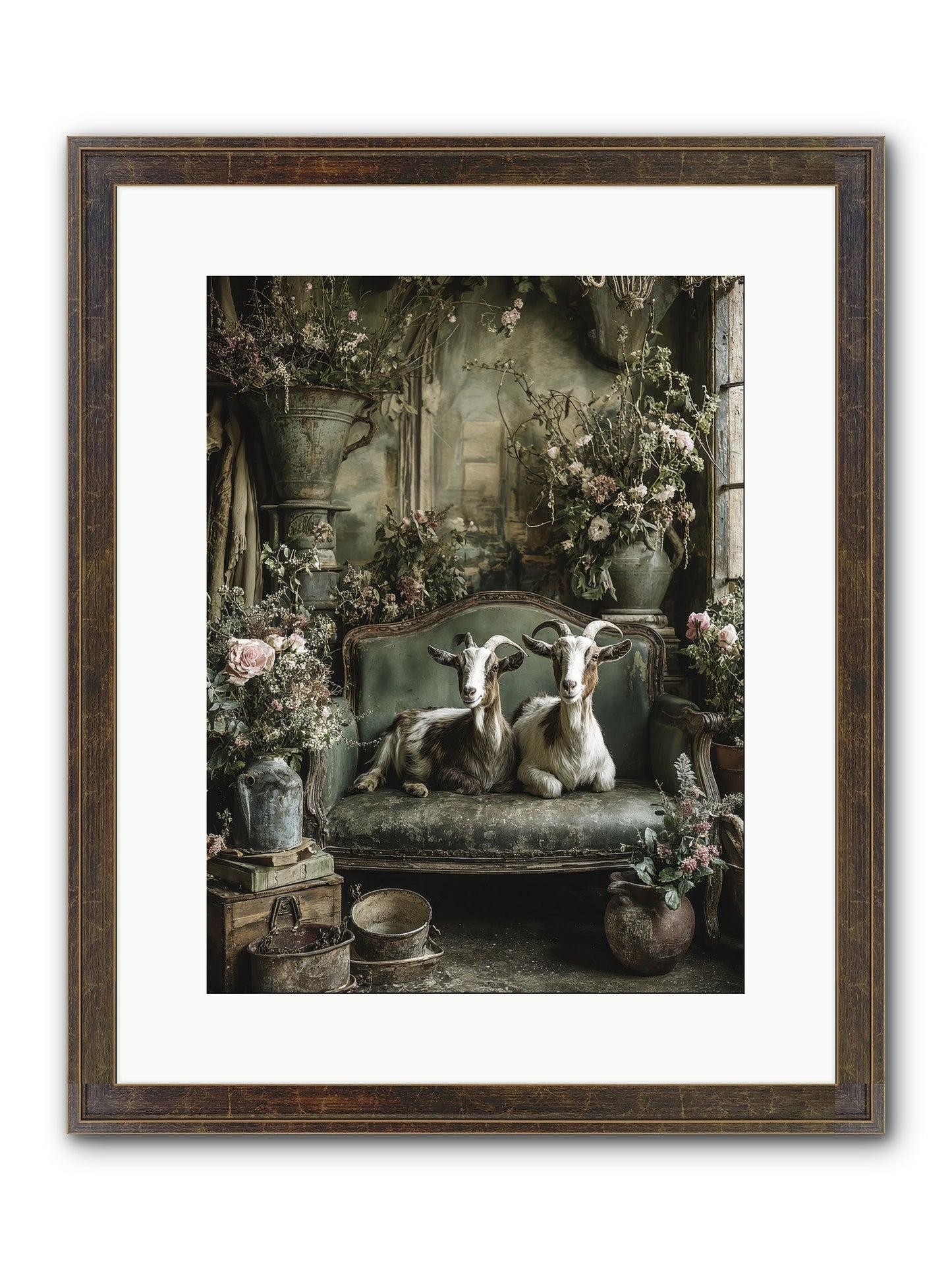 Blooming Hearts Framed Print - Slimwoods Black/Gold 12x16