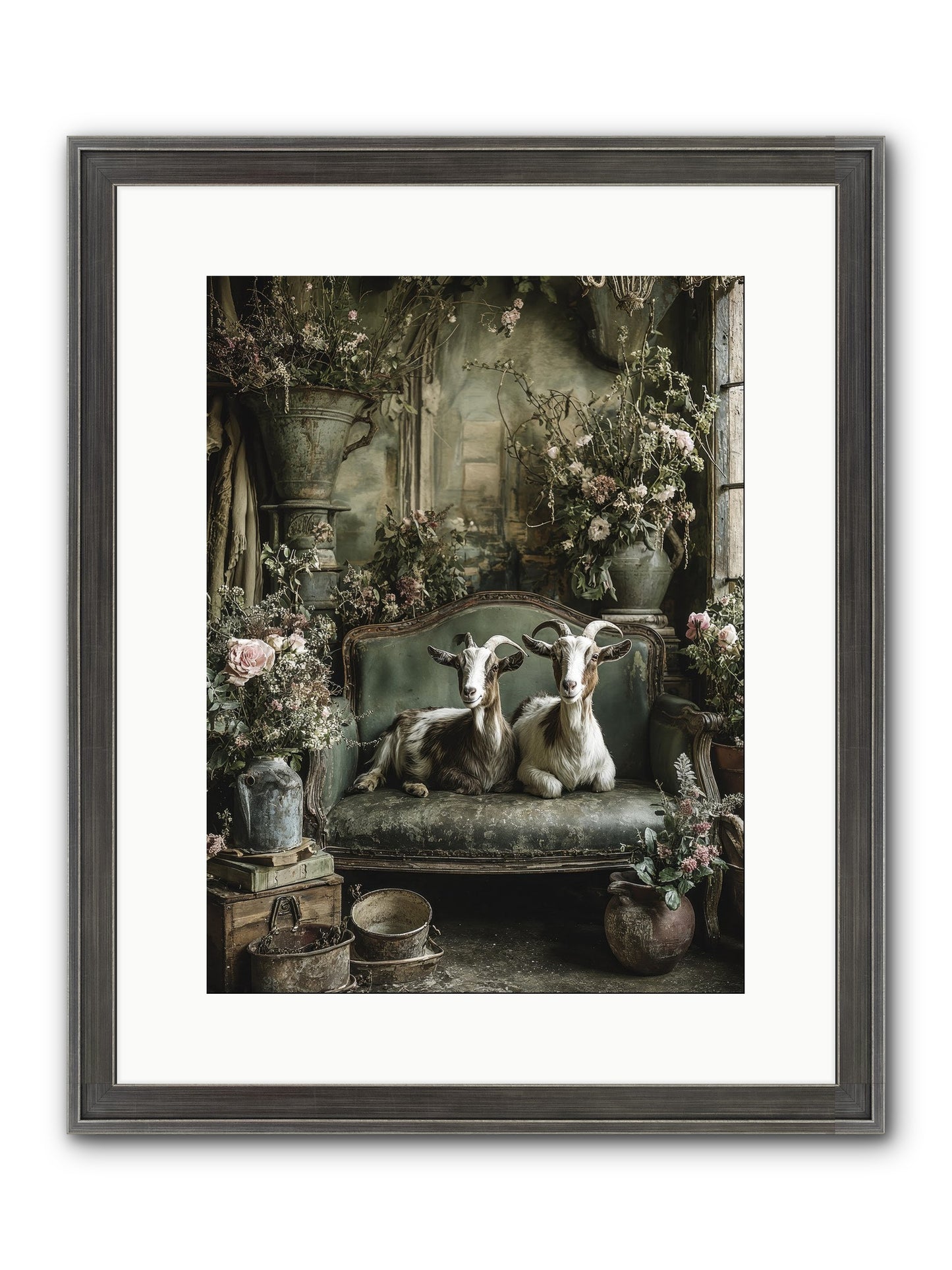 Blooming Hearts Framed Print - Slimwoods Black/Silver 12x16