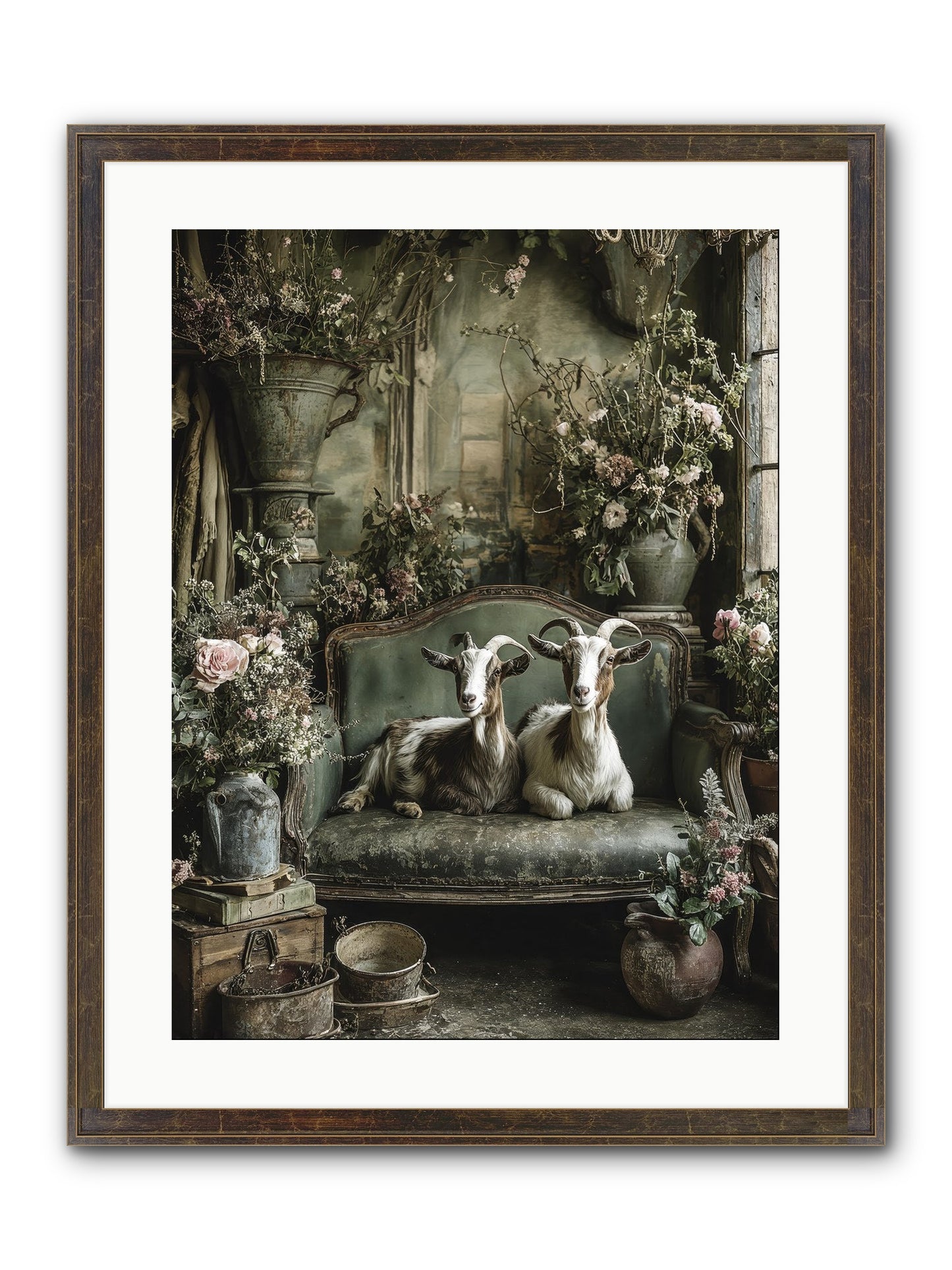 Blooming Hearts Framed Print - Slimwoods Black/Gold 18x24
