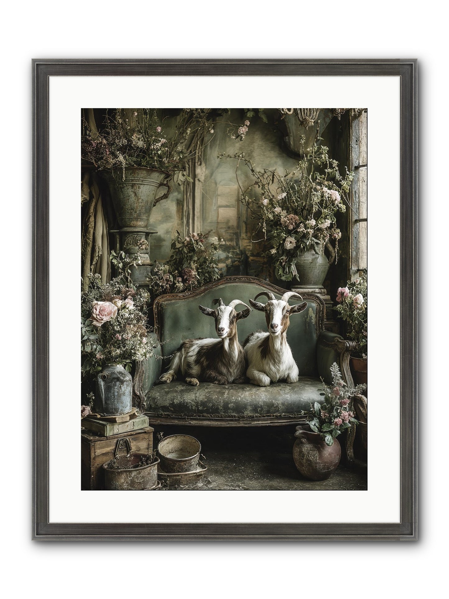 Blooming Hearts Framed Print - Slimwoods Black/Silver 18x24