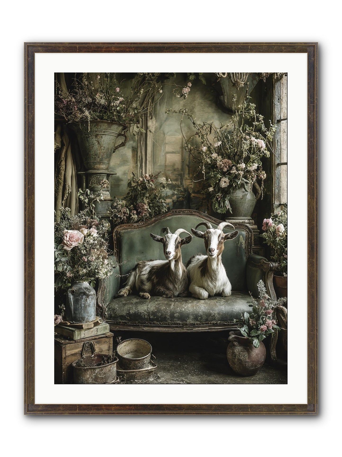 Blooming Hearts Framed Print - Slimwoods Black/Gold 24x32