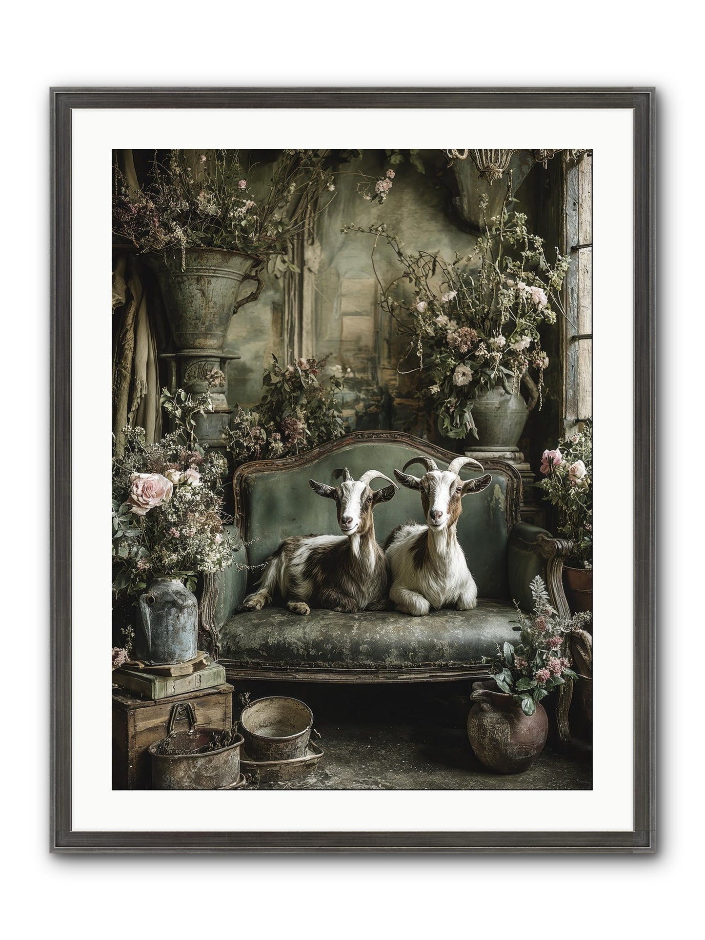 Blooming Hearts Framed Print - Slimwoods Black/Silver 24x32