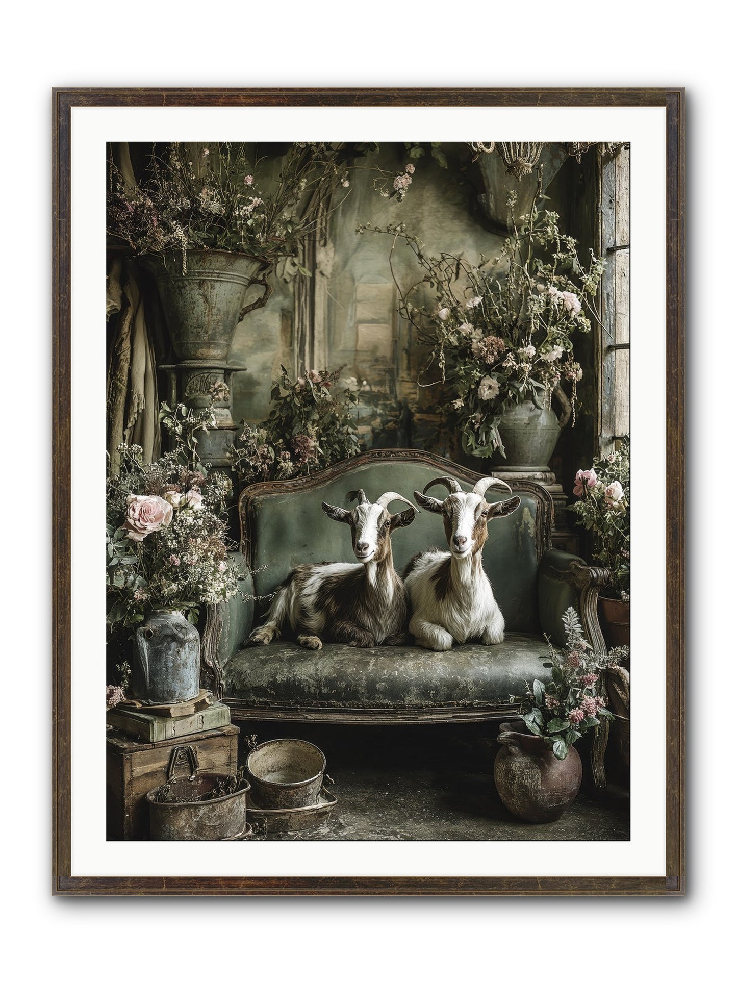 Blooming Hearts Framed Print - Slimwoods Black/Gold 30x40