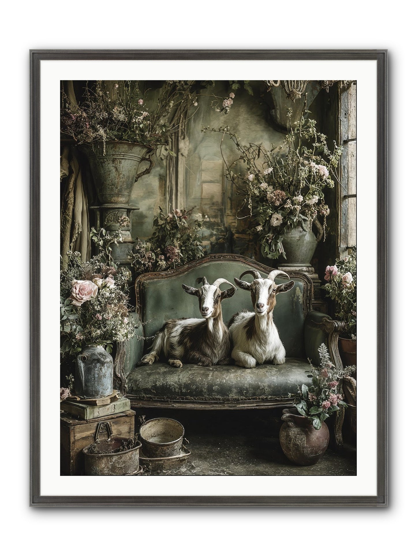 Blooming Hearts Framed Print - Slimwoods Black/Silver 30x40