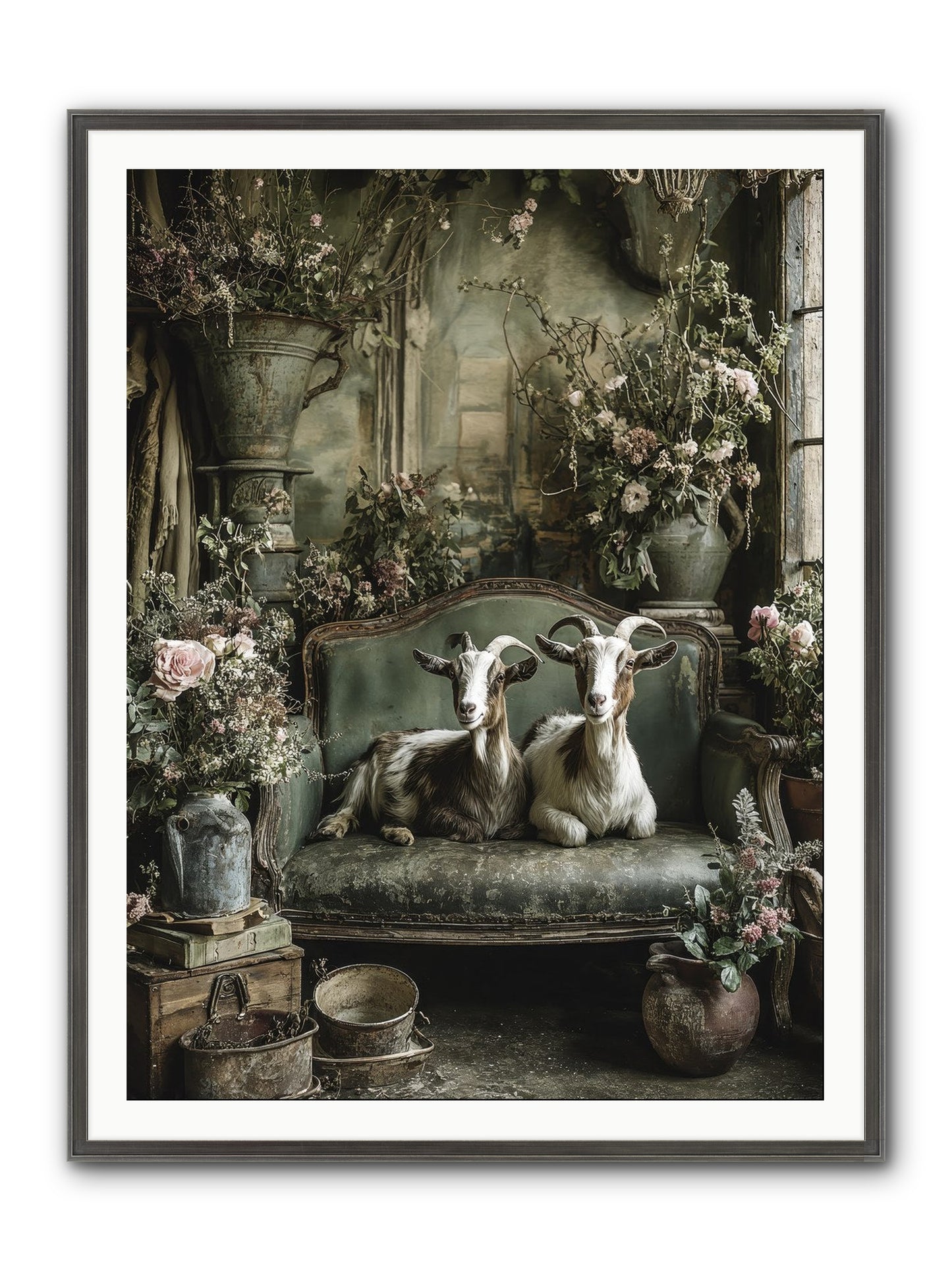 Blooming Hearts Framed Print - Slimwoods Black/Silver 36x48