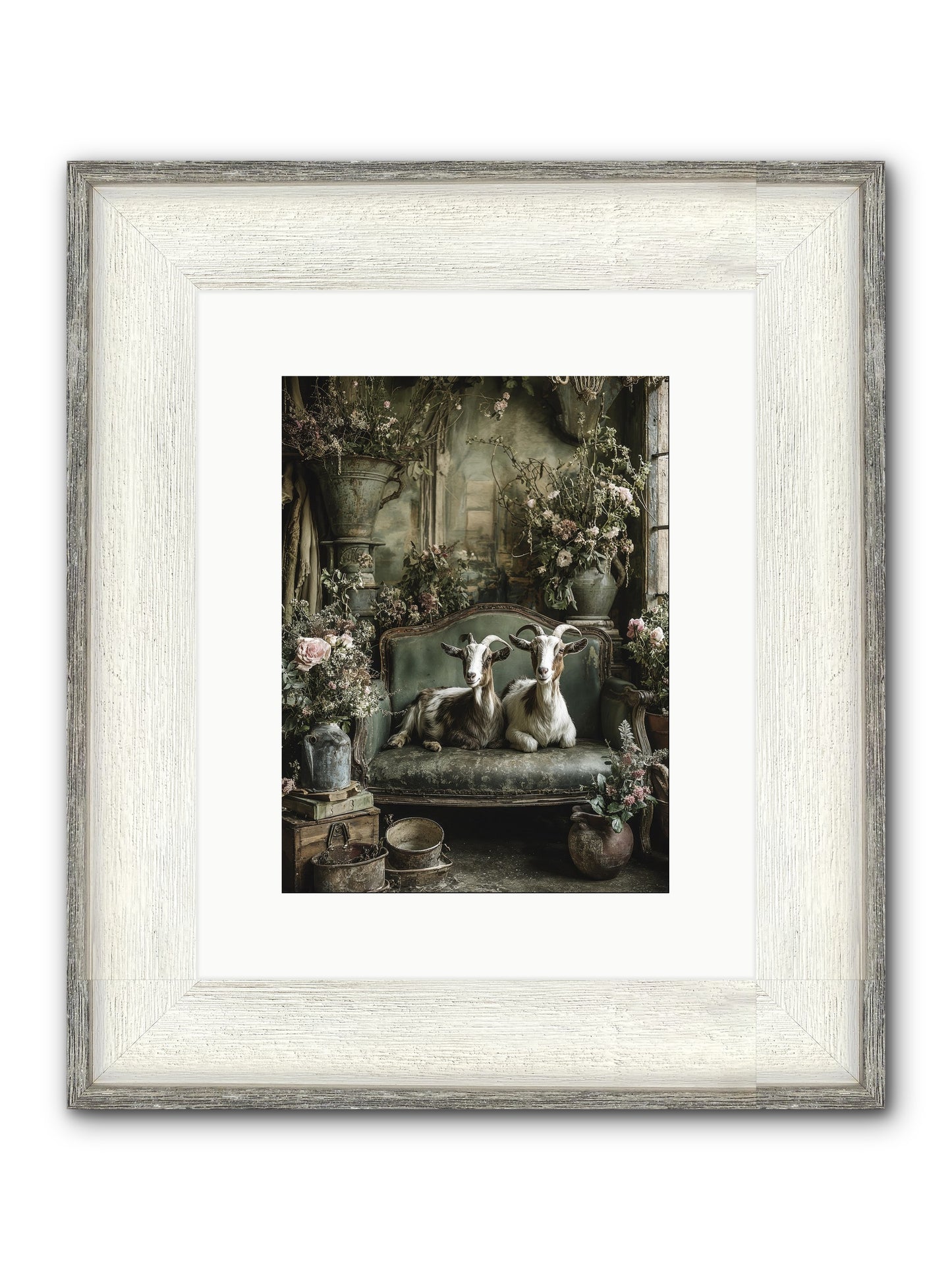 Blooming Hearts Framed Print - Driftwood White 9x12