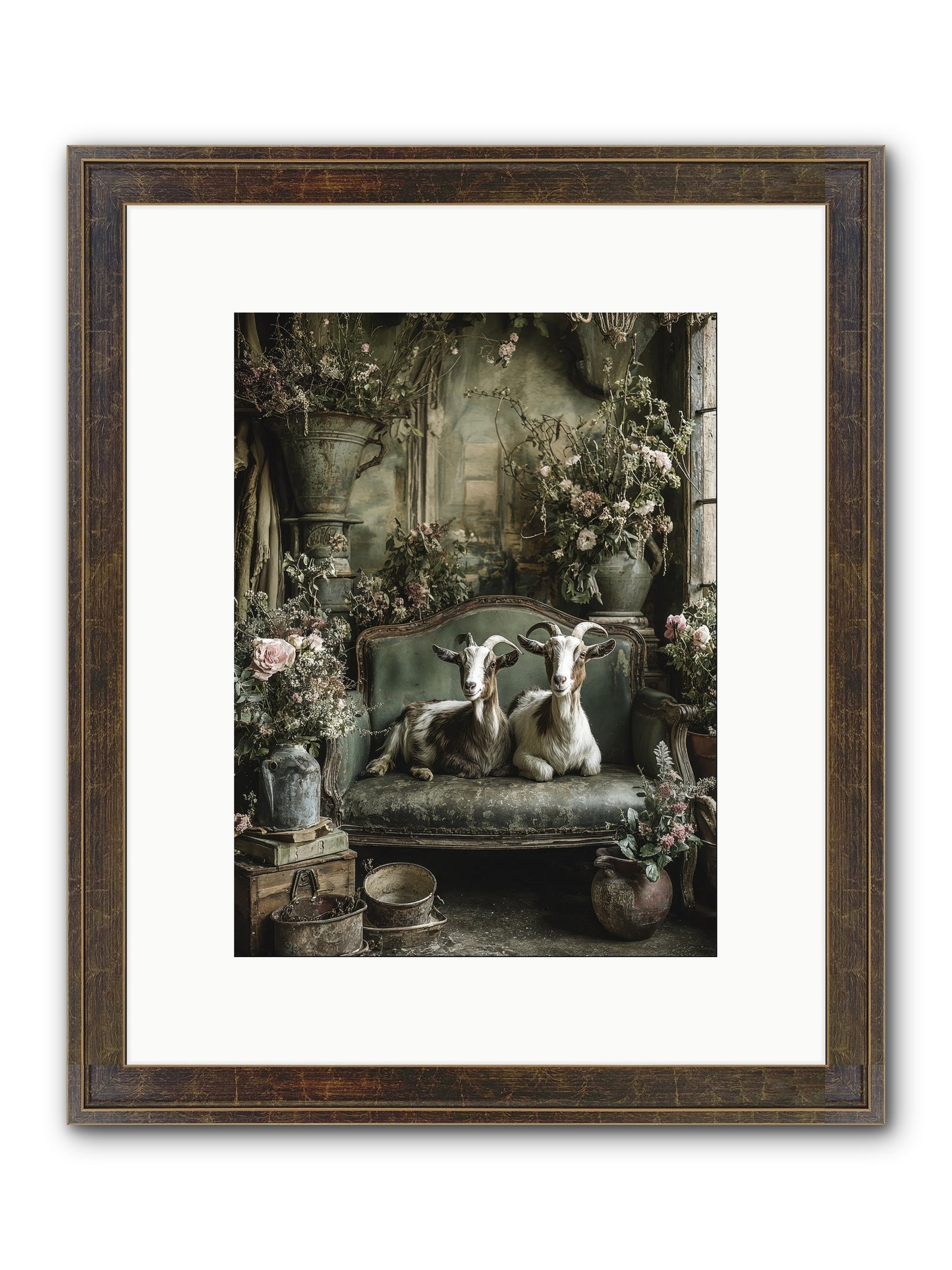 Blooming Hearts Framed Print - Slimwoods Black/Gold 9x12