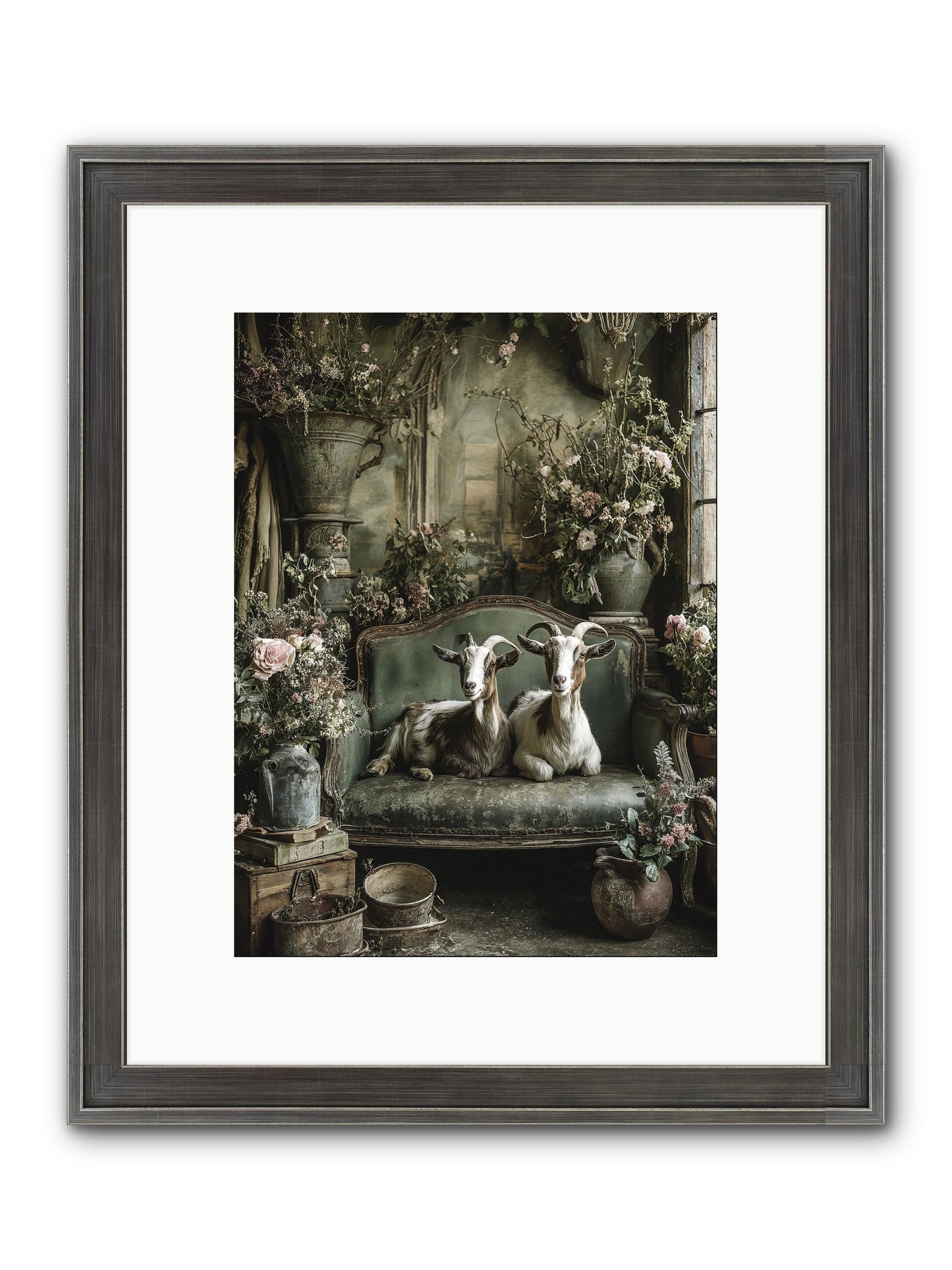 Blooming Hearts Framed Print - Slimwoods Black/Silver 9x12