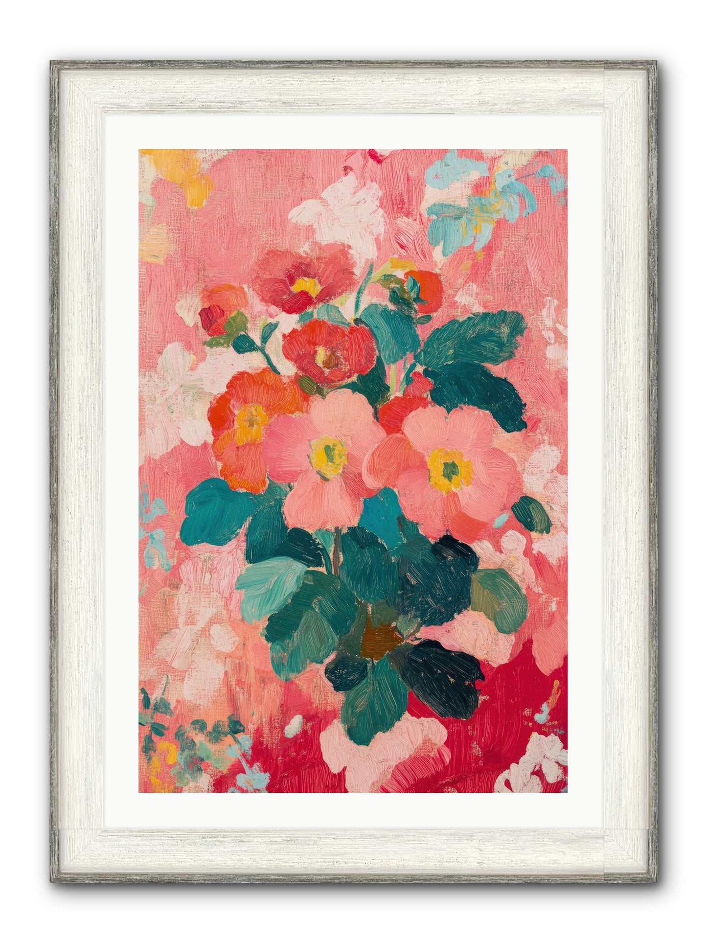 Blooms At Dawn Framed Print - Driftwood White 24x36