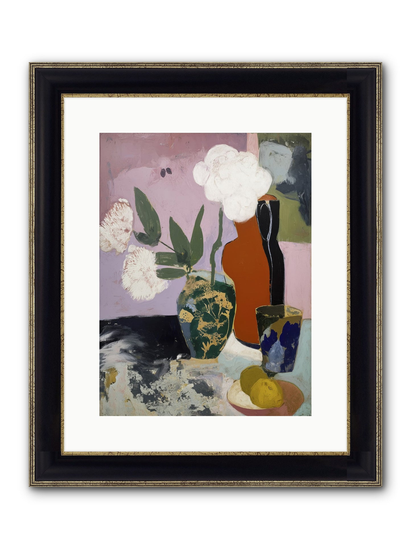 Blooms At Twilight Framed Print - Black & Gold 12x16