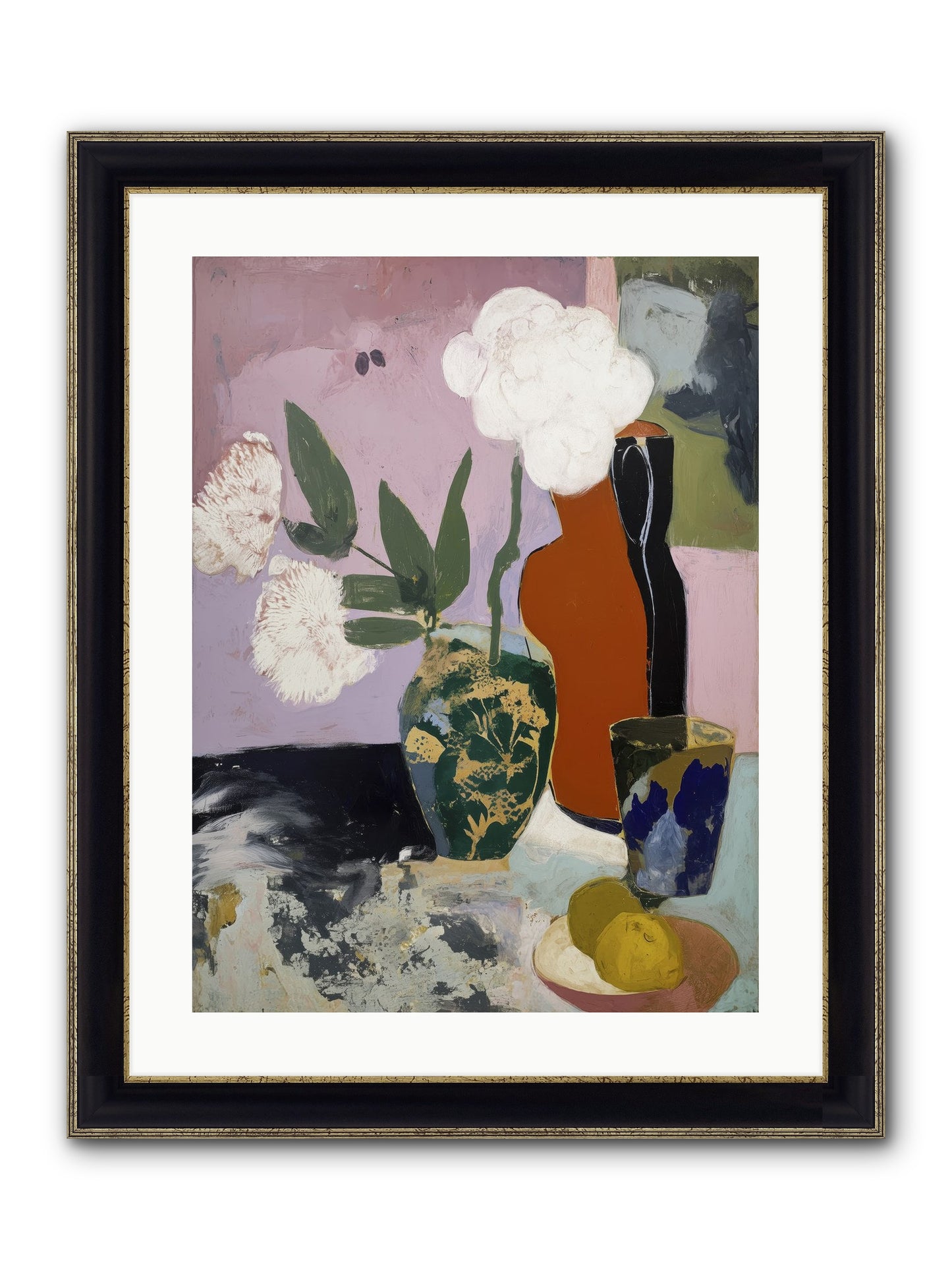 Blooms At Twilight Framed Print - Black & Gold 18x24