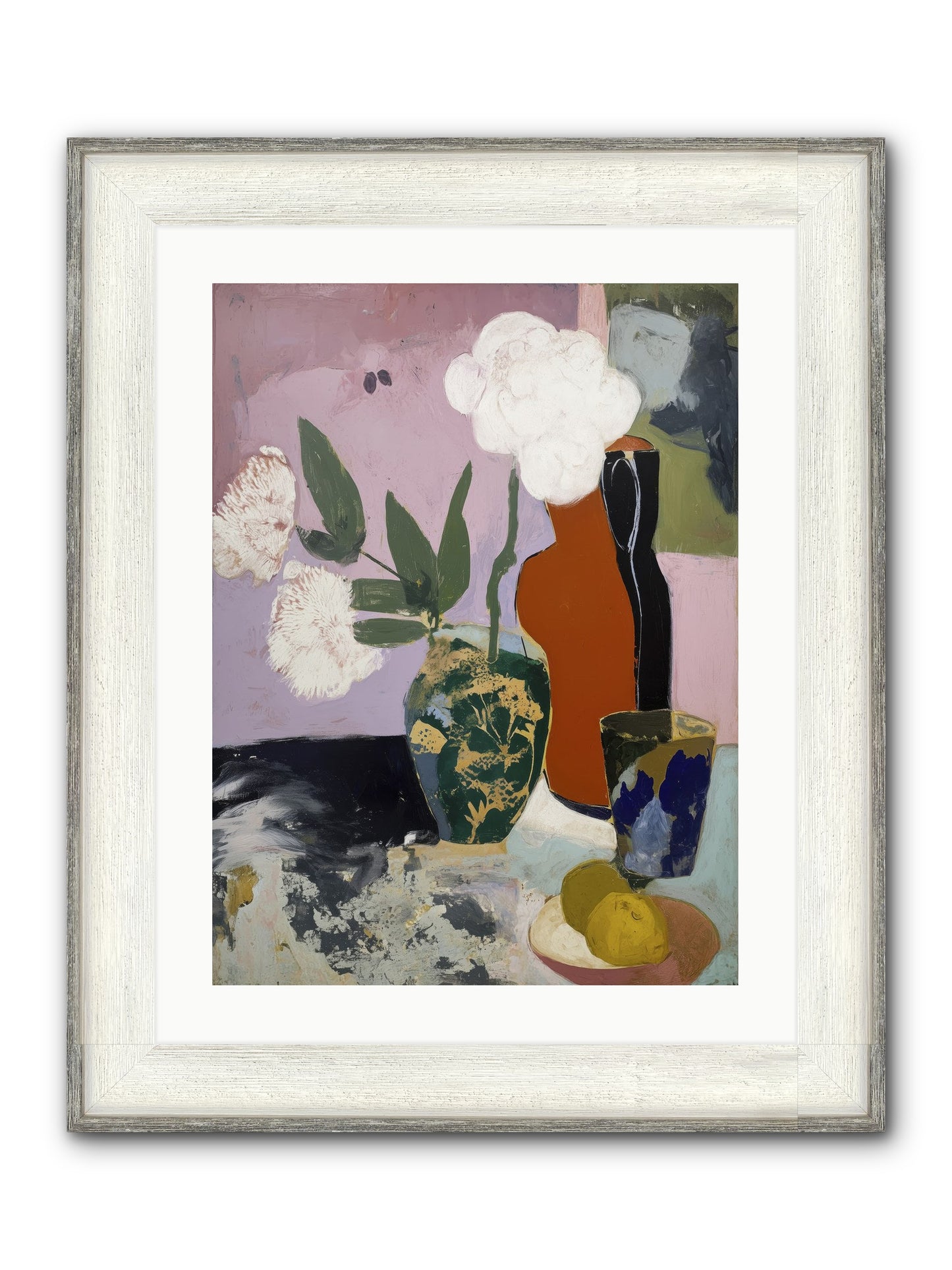 Blooms At Twilight Framed Print - Driftwood White 18x24