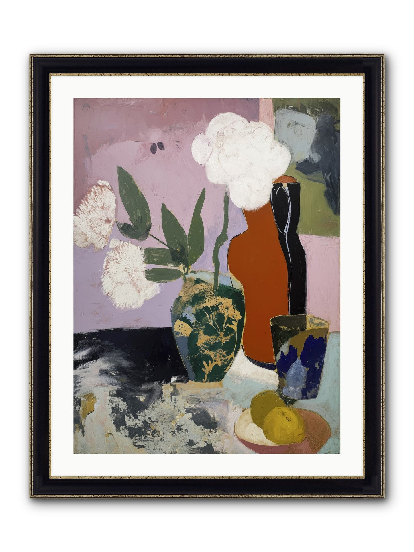 Blooms At Twilight Framed Print - Black & Gold 24x32
