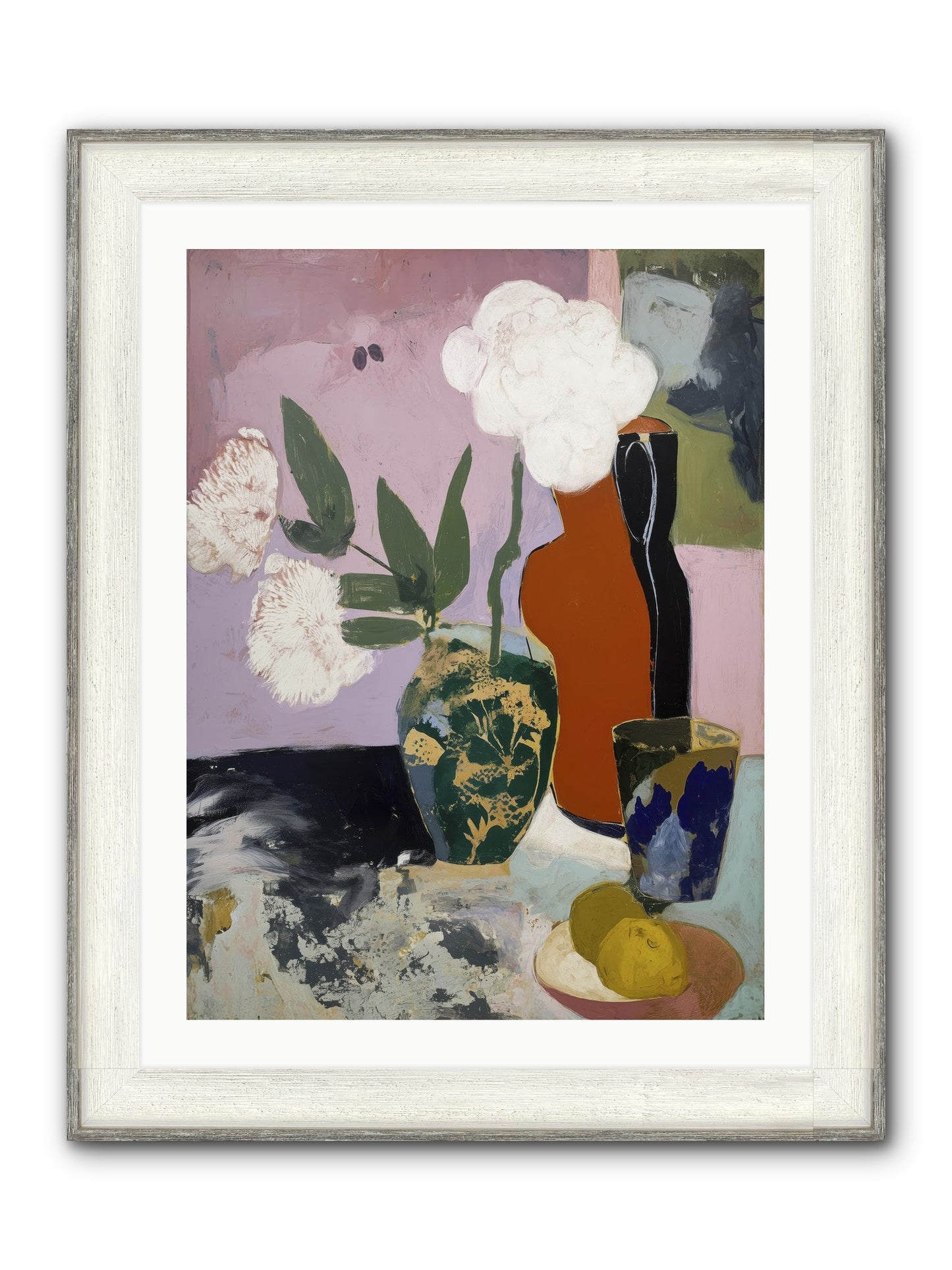 Blooms At Twilight Framed Print - Driftwood White 24x32