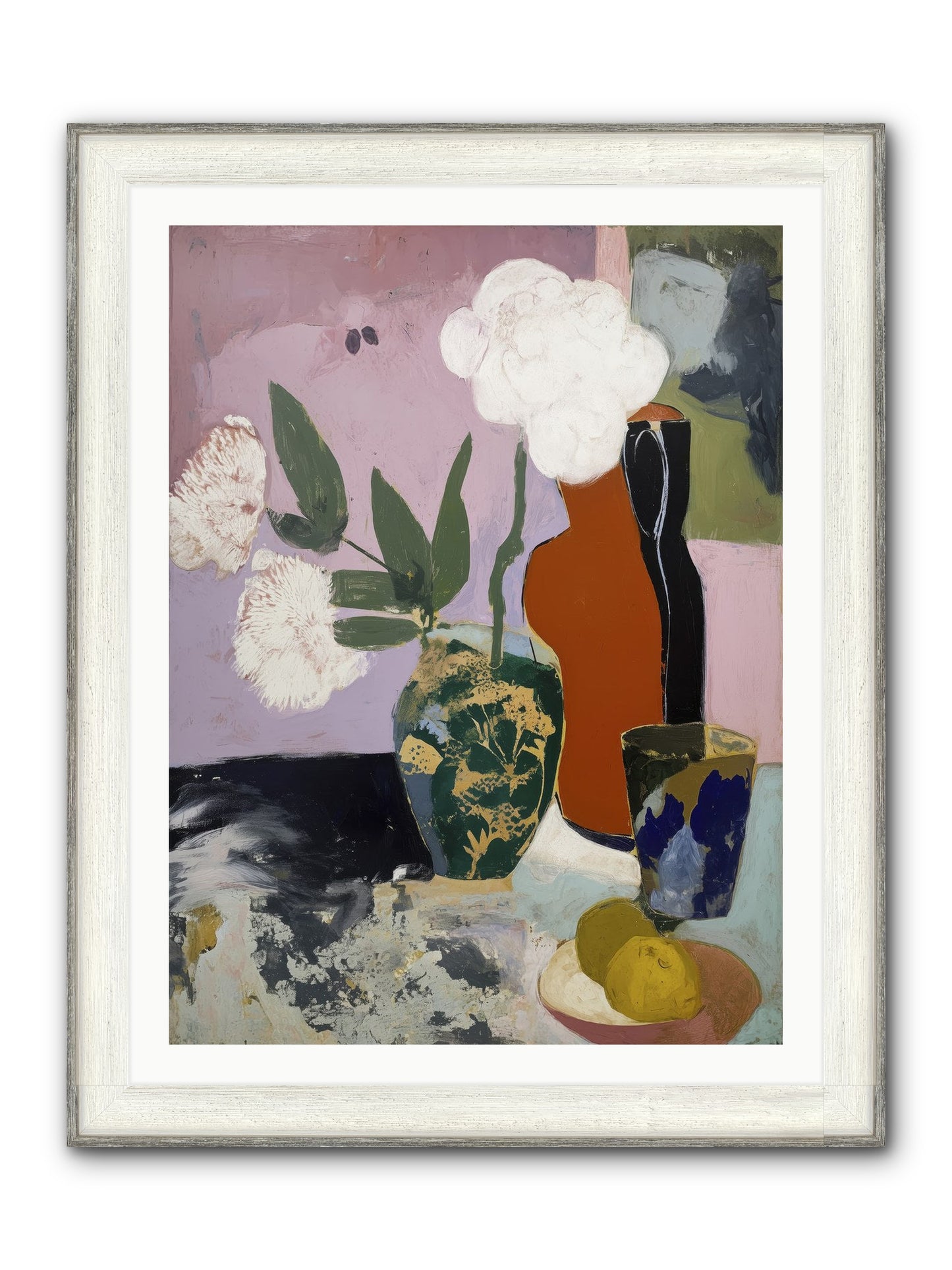 Blooms At Twilight Framed Print - Driftwood White 30x40