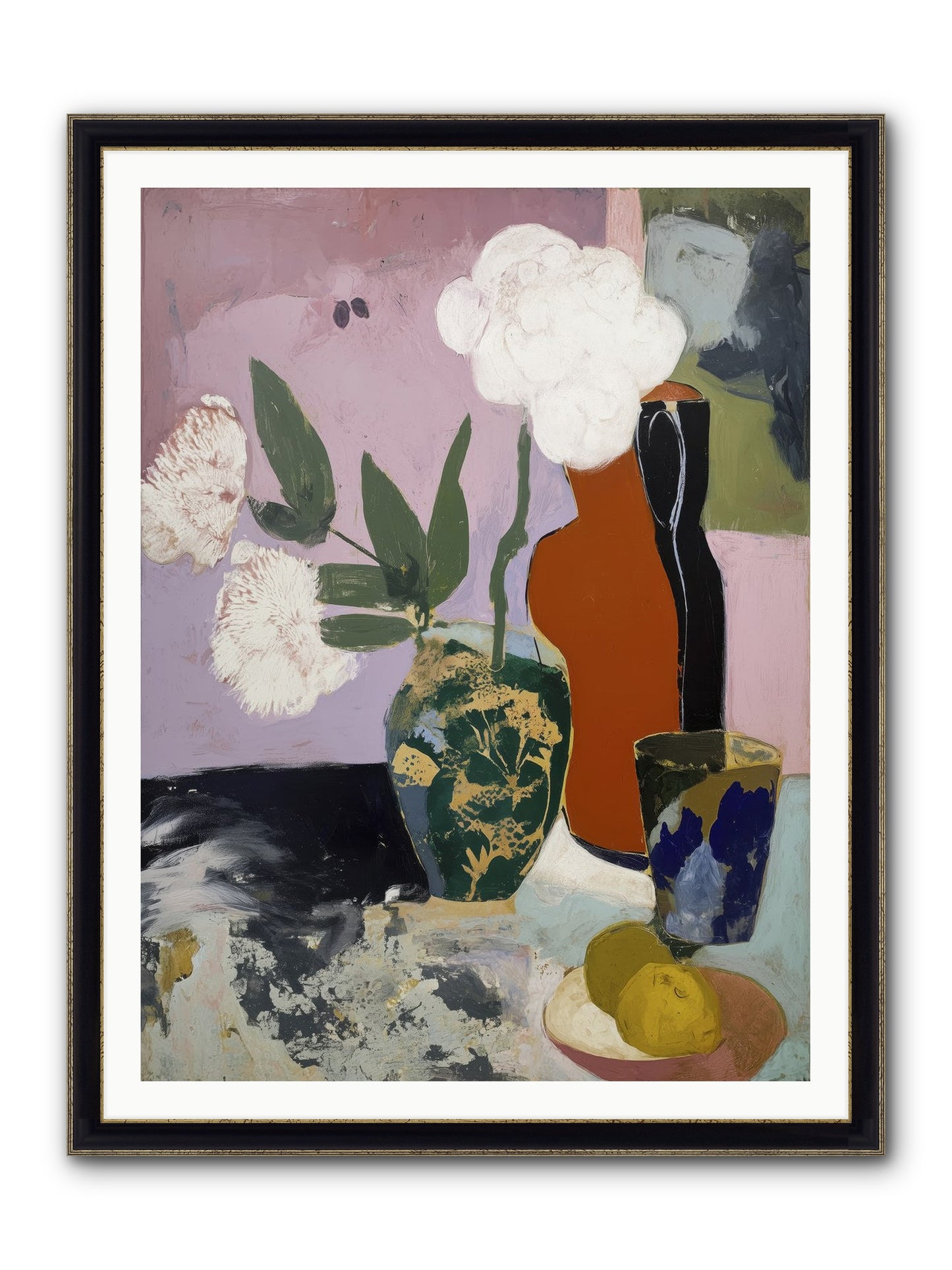 Blooms At Twilight Framed Print - Black & Gold 36x48