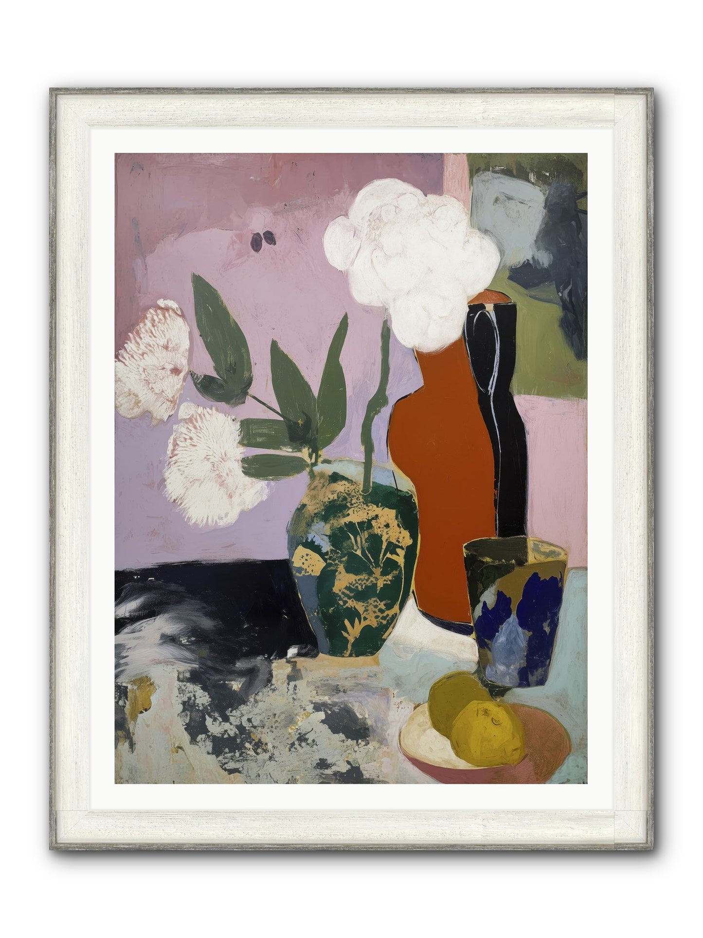 Blooms At Twilight Framed Print - Driftwood White 36x48
