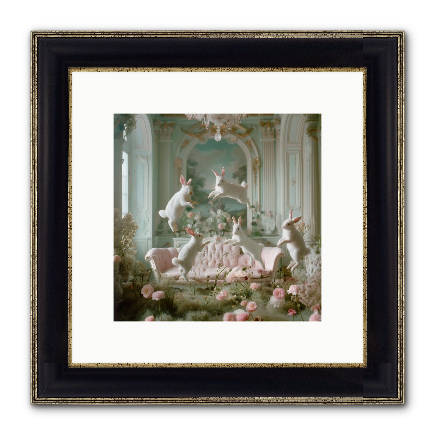 Blossom Reverie Framed Print - Black & Gold 10x10