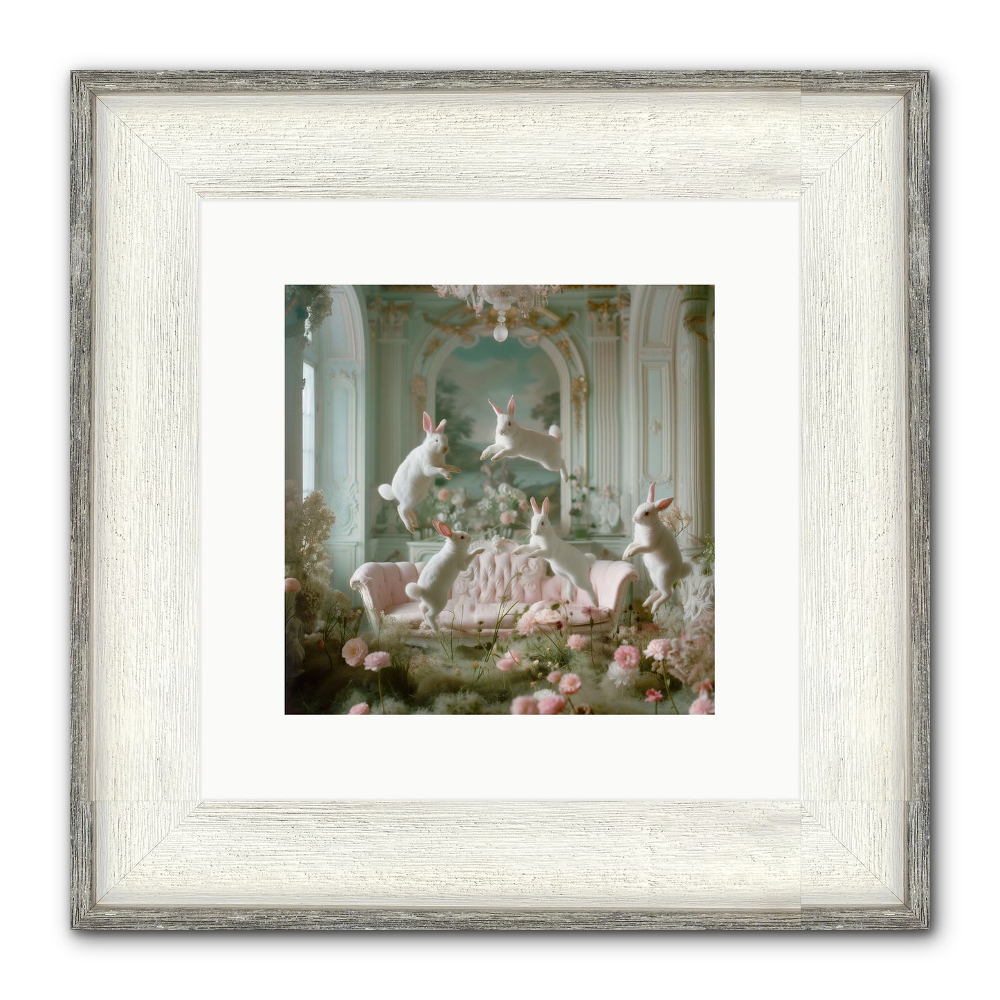 Blossom Reverie Framed Print - Driftwood White 10x10